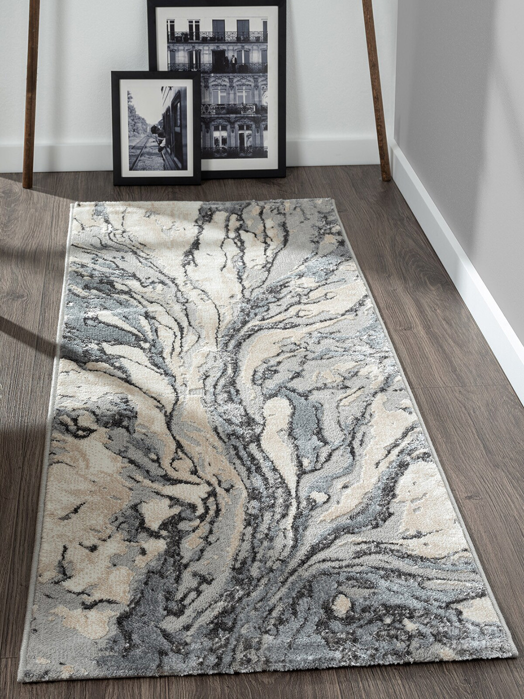 

OBSESSIONS Unisex Grey Abstract Floor Runners