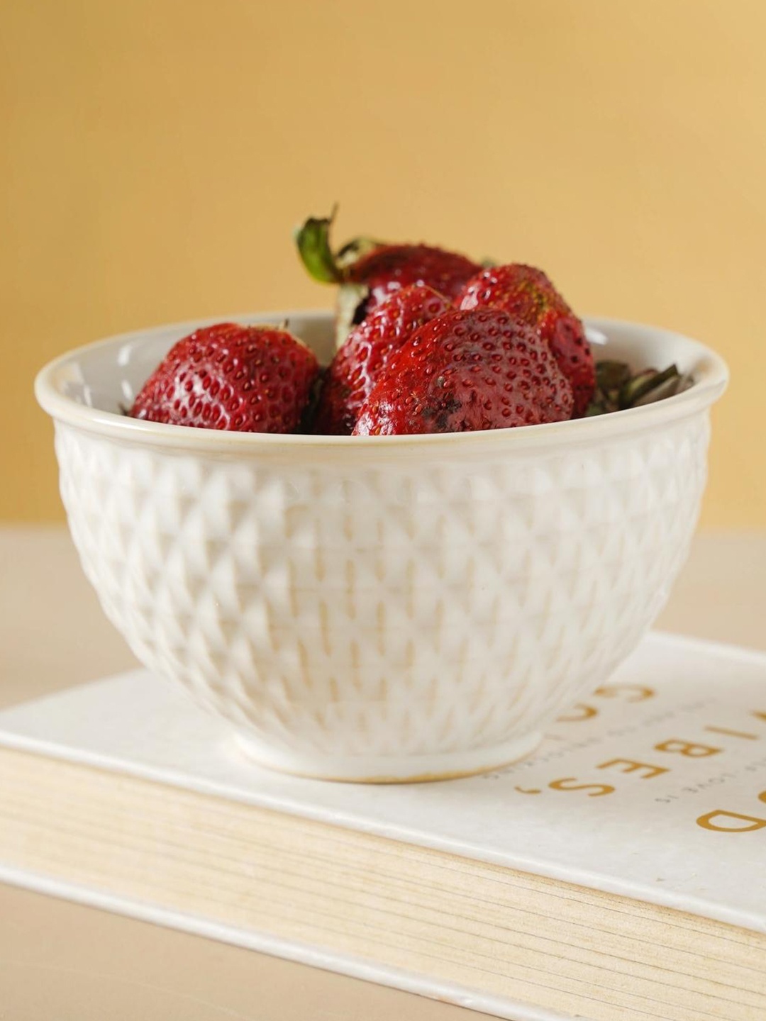 

Nestasia White Microwave safe Textured Ceramic Matte Bowl300 ml