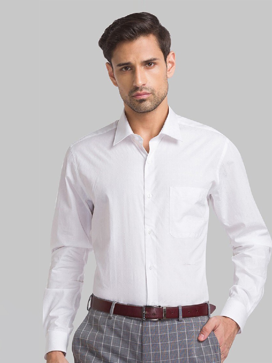 

Raymond Men White Solid Pure Cotton Casual Shirt