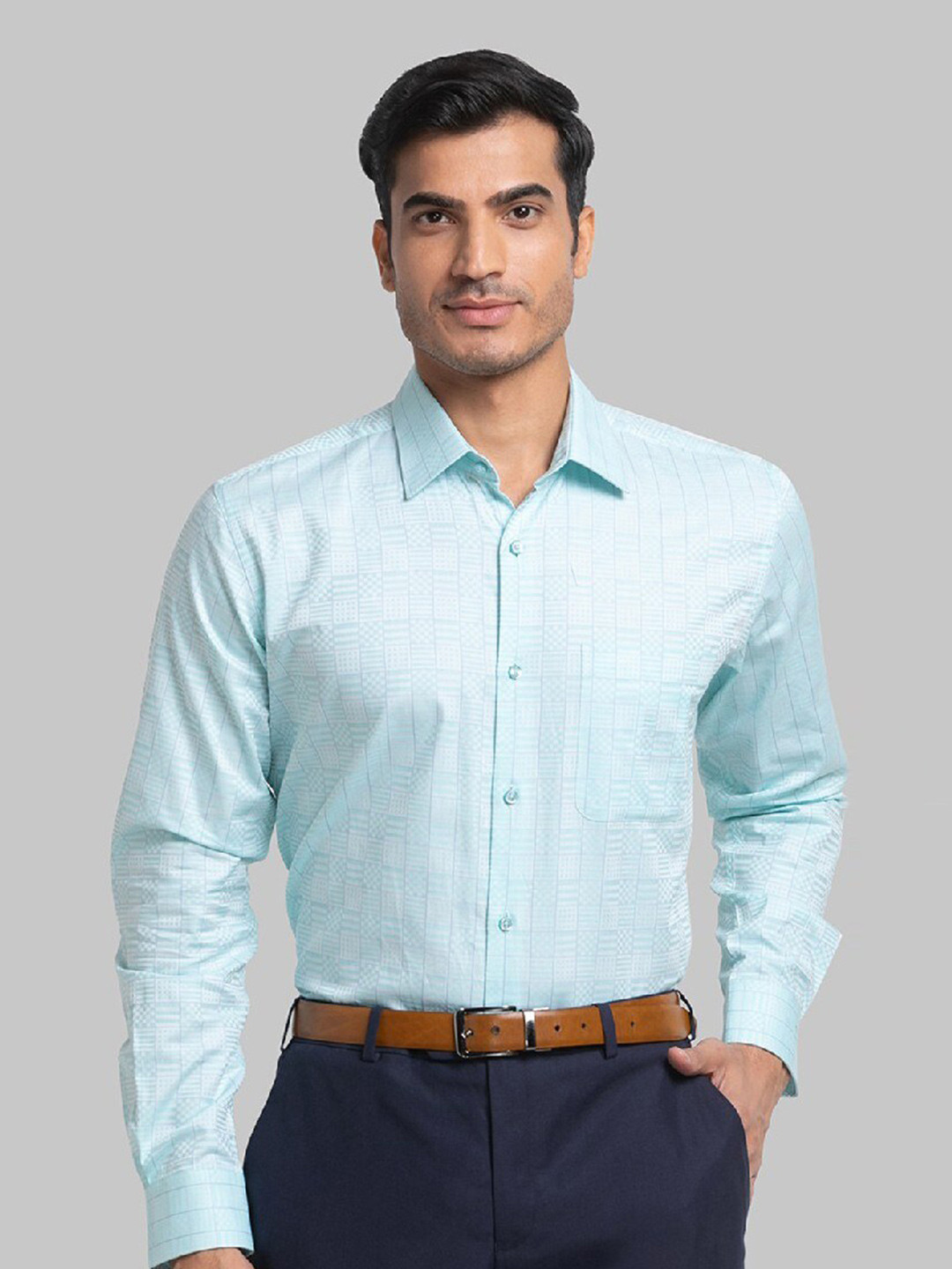 

Raymond Men Green Checked Pure Cotton Casual Shirt