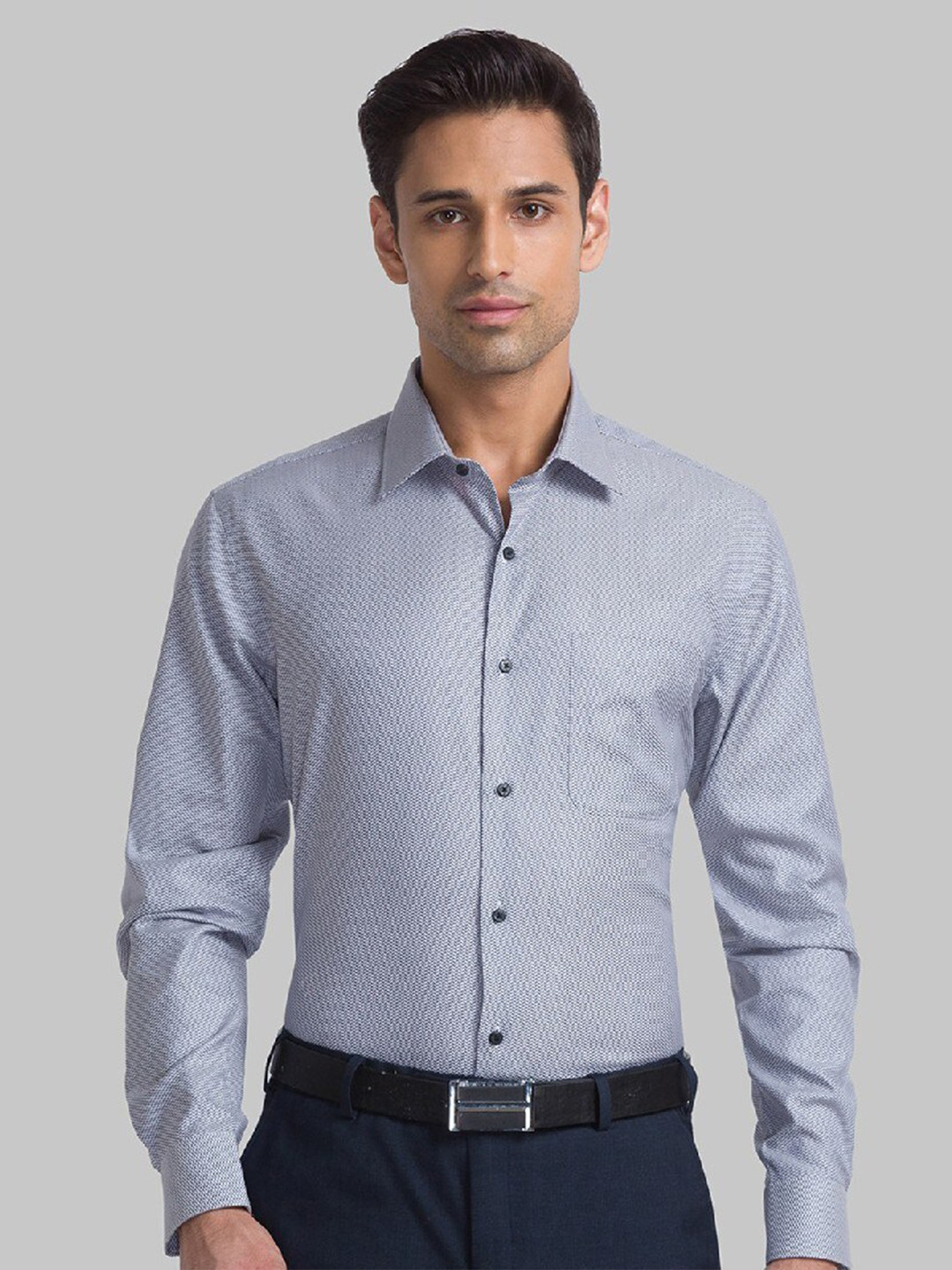 

Raymond Men Grey Printed Pure Cotton Casual Shirt