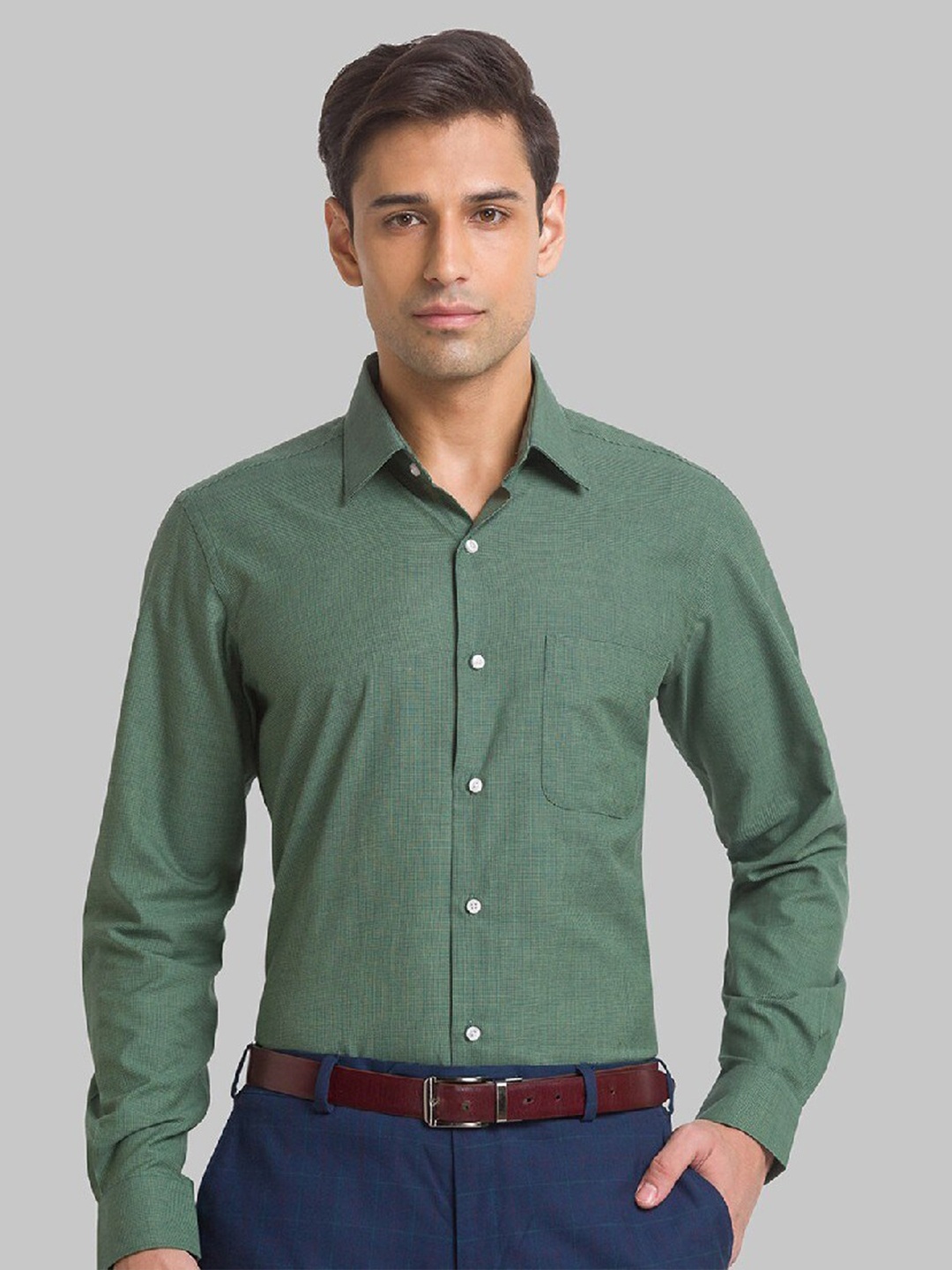 

Raymond Men Green Printed Casual Shirt