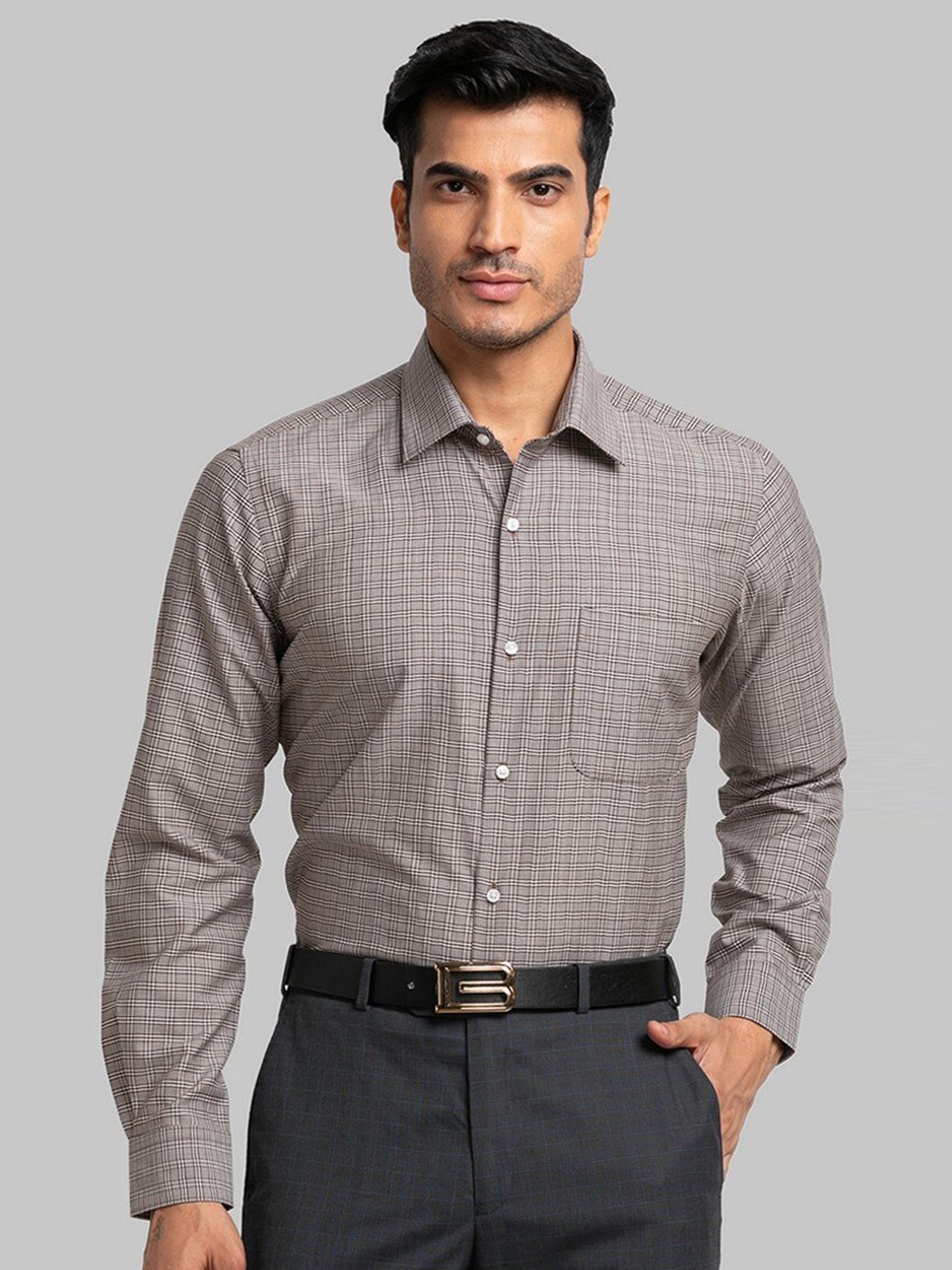 

Raymond Men Brown Checked Formal Shirt