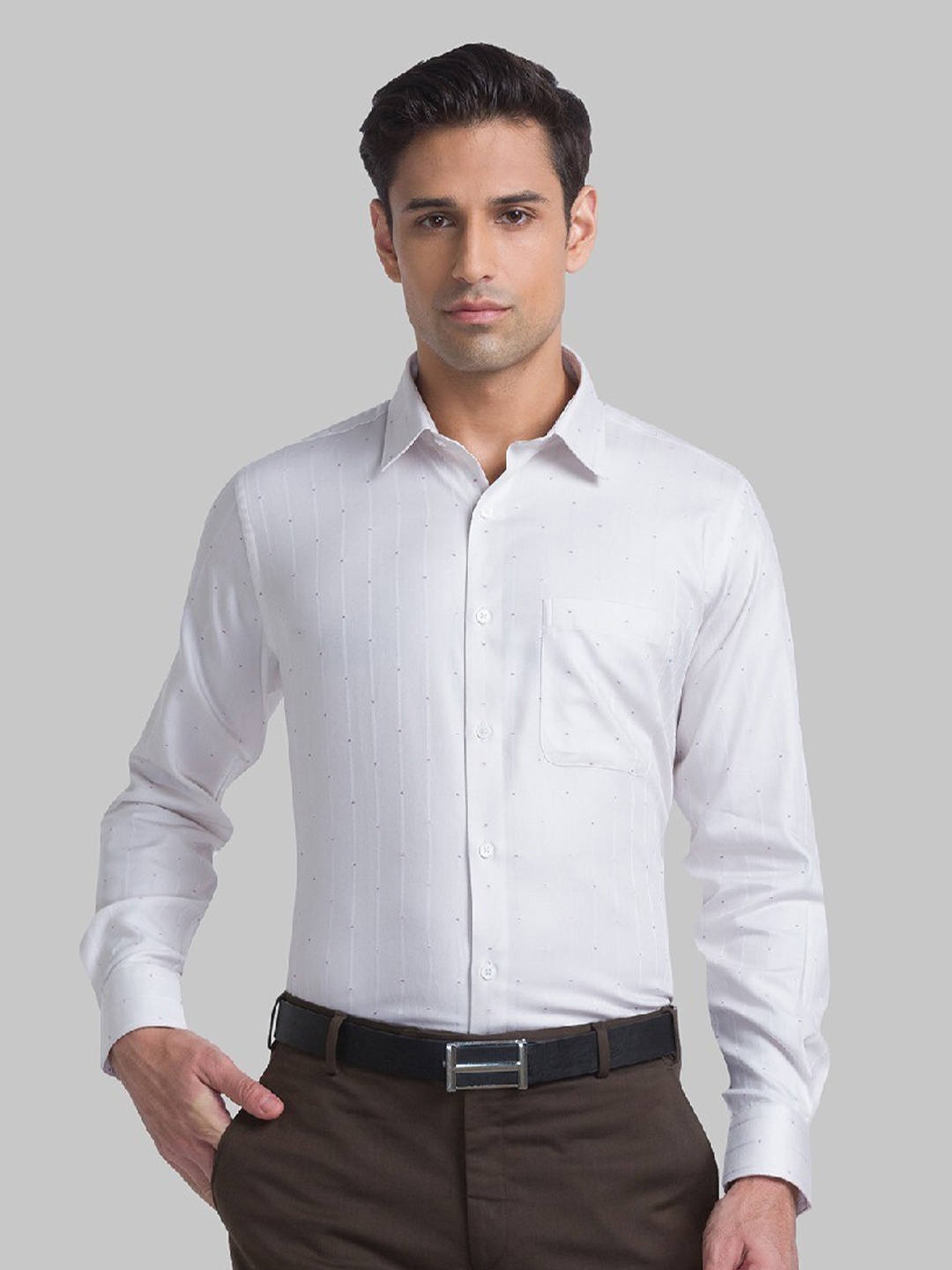 

Raymond Men Beige Printed Pure Cotton Casual Shirt