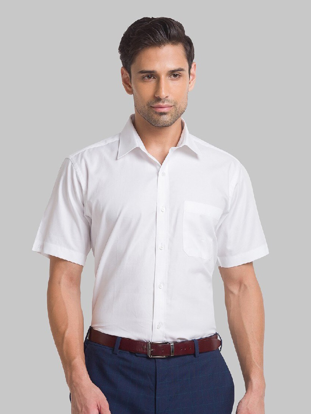 

Raymond Men White Solid Pure Cotton Casual Shirt