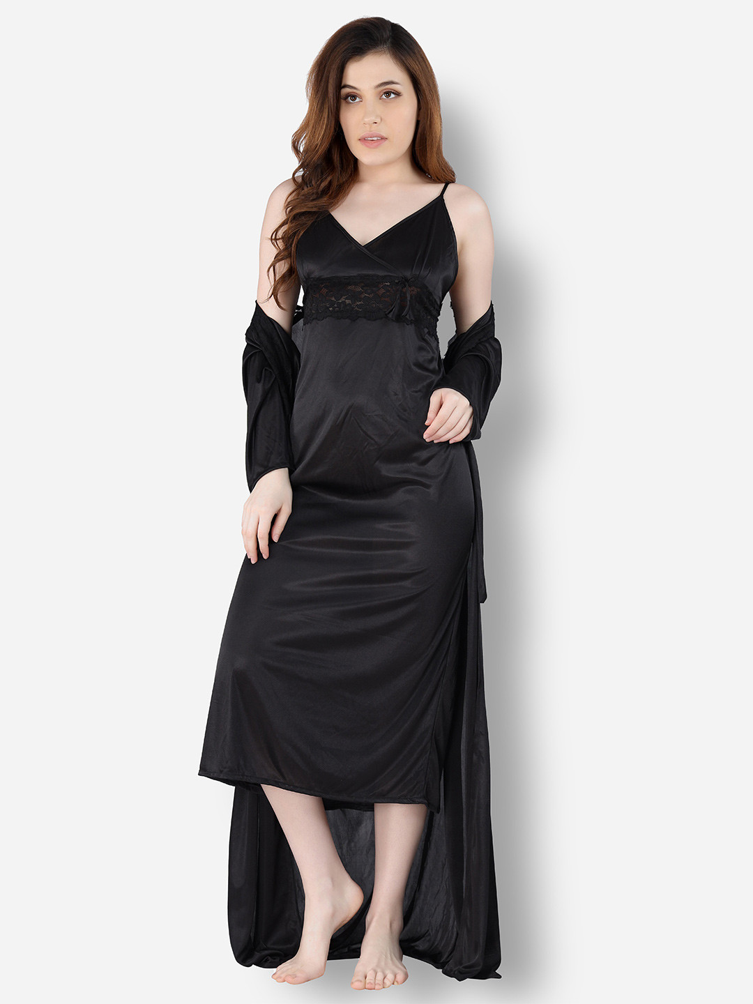 

Romaisa Black Maxi Nightdress