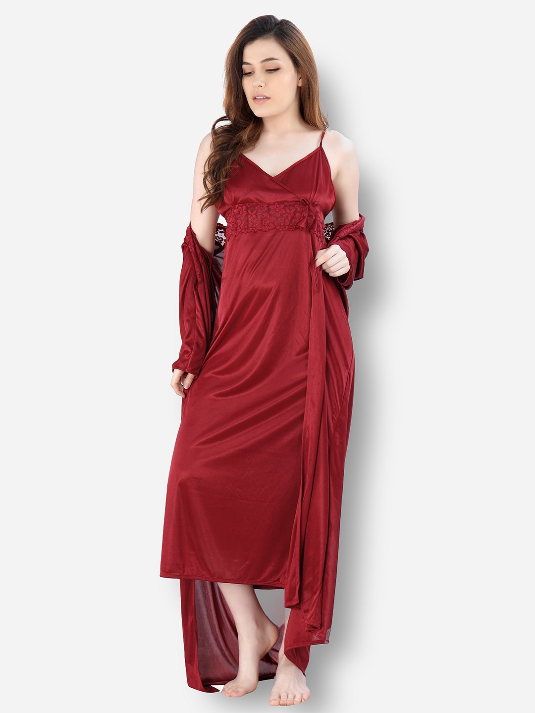 

Romaisa Maroon Maxi Nightdress