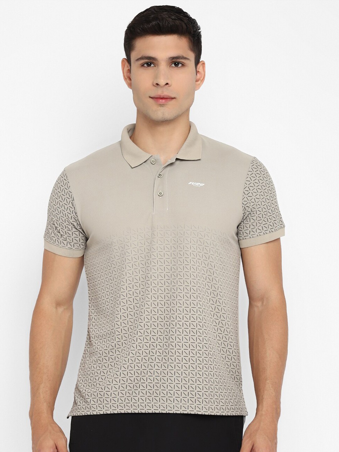 

FURO by Red Chief Men Beige Printed Polo Collar T-shirt