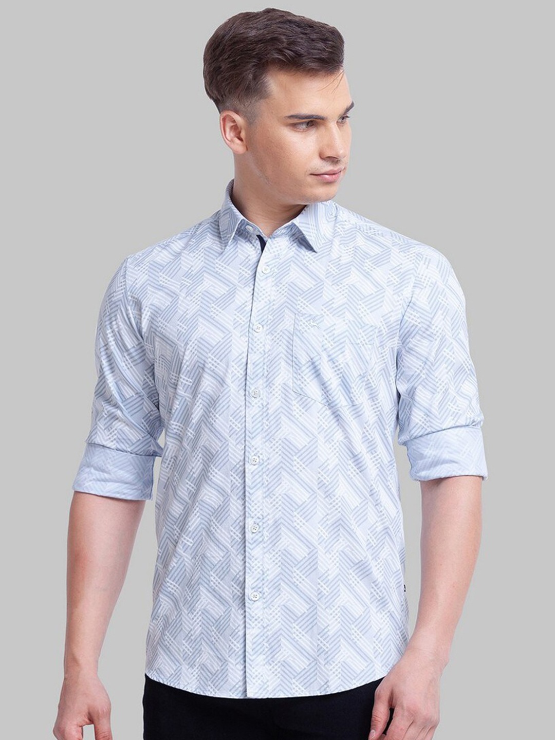 

Parx Men Blue Slim Fit Printed Casual Shirt
