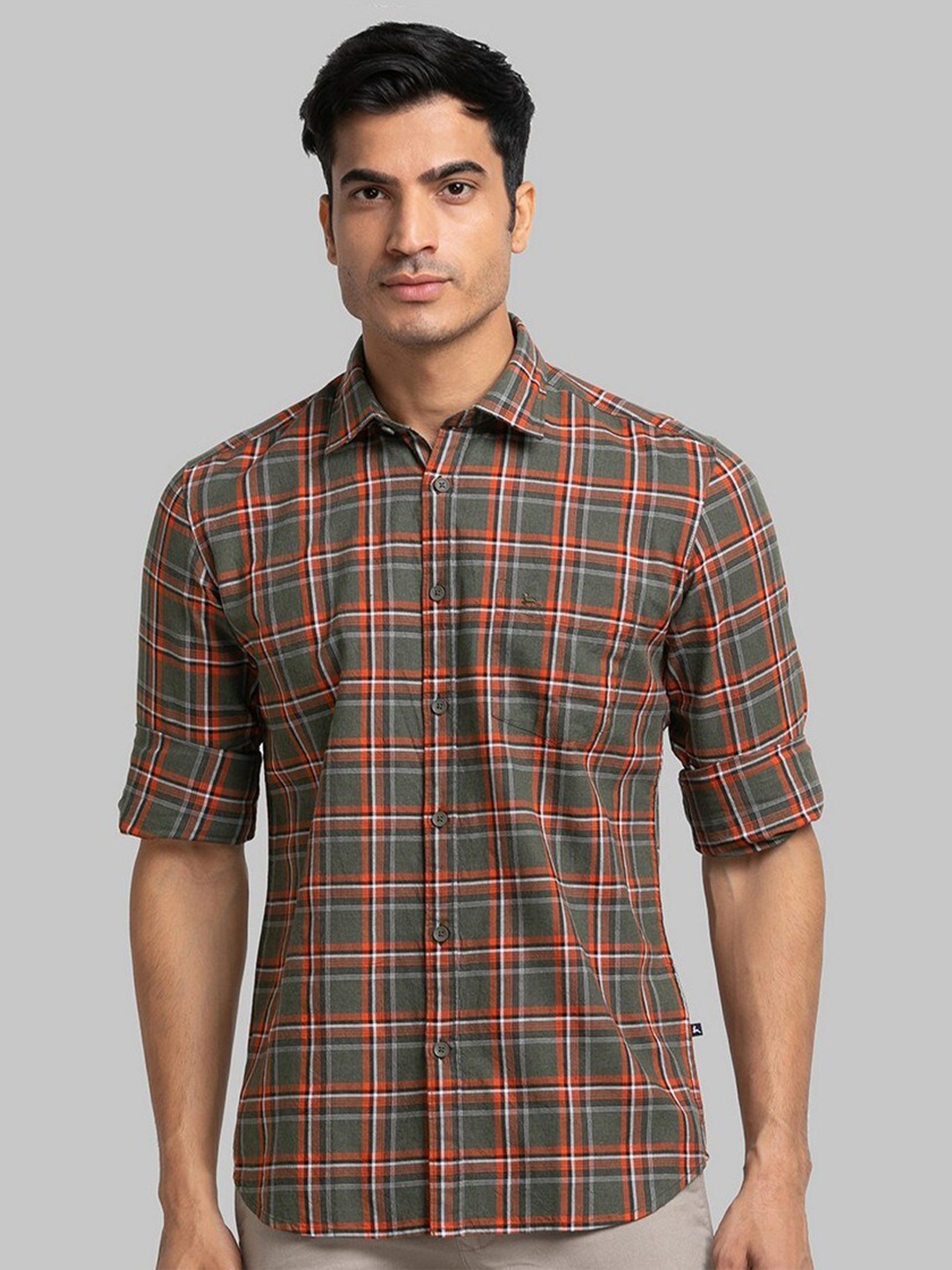 

Parx Men Green Slim Fit Tartan Checks Checked Casual Shirt