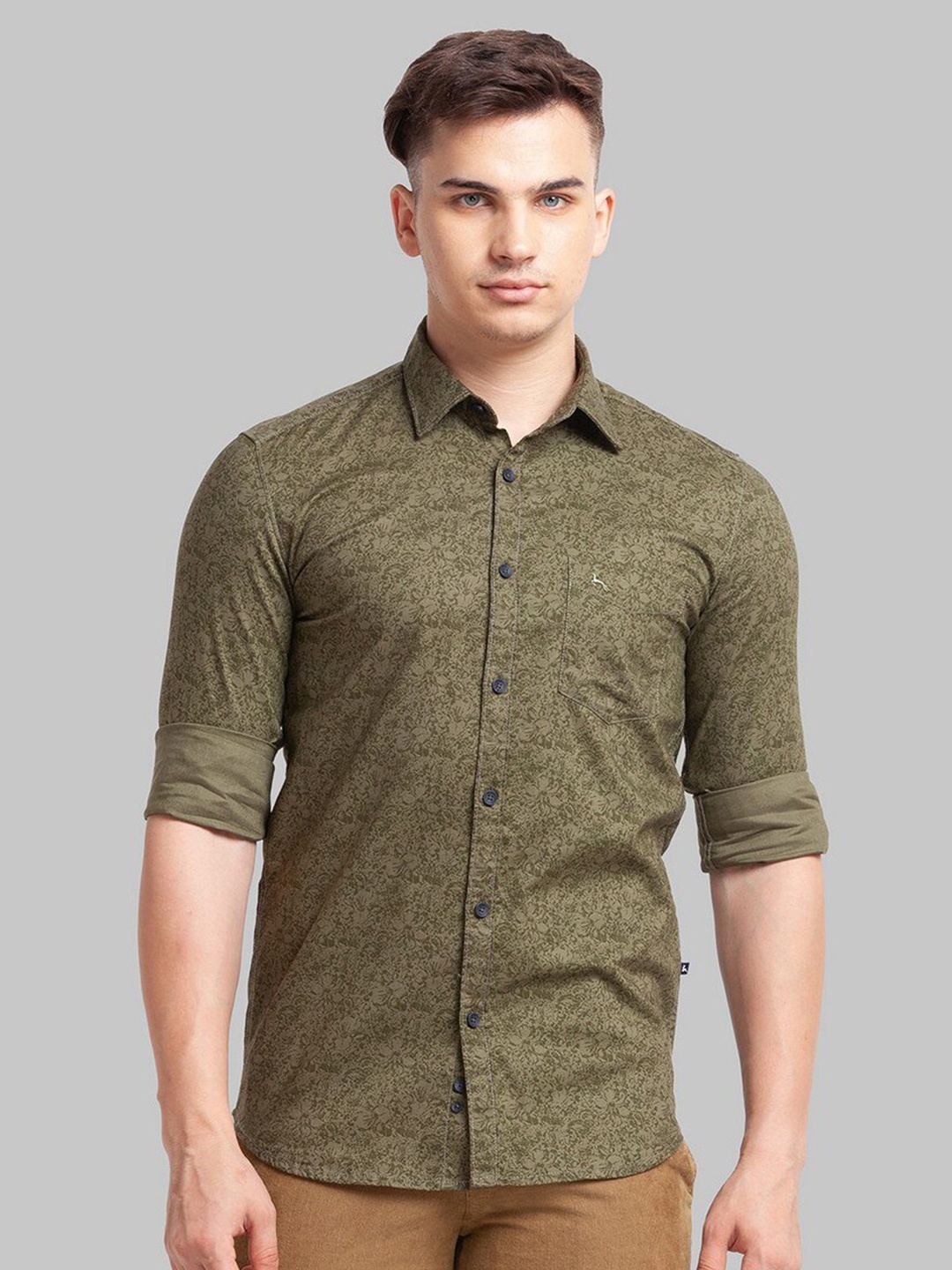 

Parx Men Green Slim Fit Printed Casual Shirt
