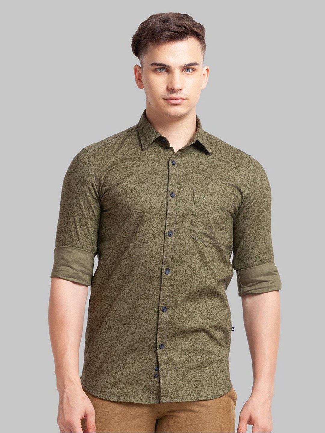 

Parx Men Green Slim Fit Printed Casual Shirt