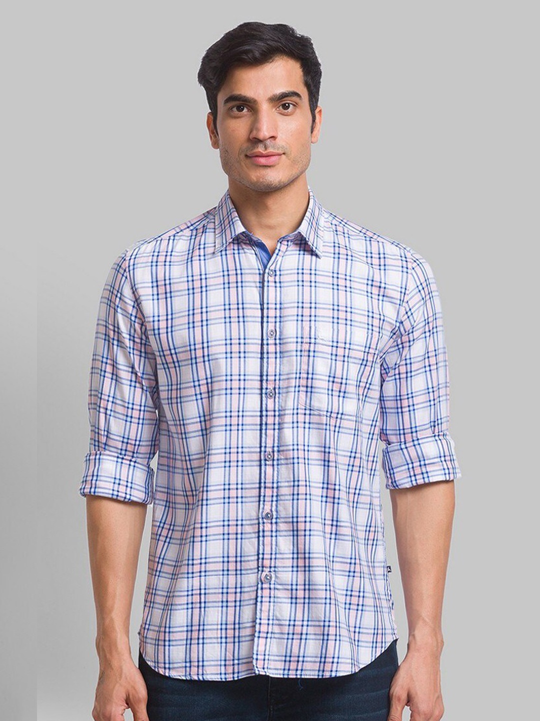 

Parx Men Red Slim Fit Checked Casual Shirt