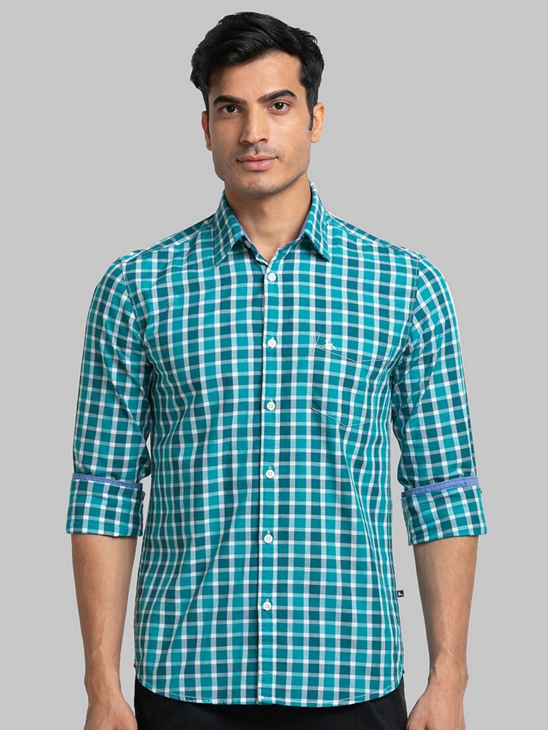 

Parx Men Green Slim Fit Tartan Checks Checked Casual Shirt