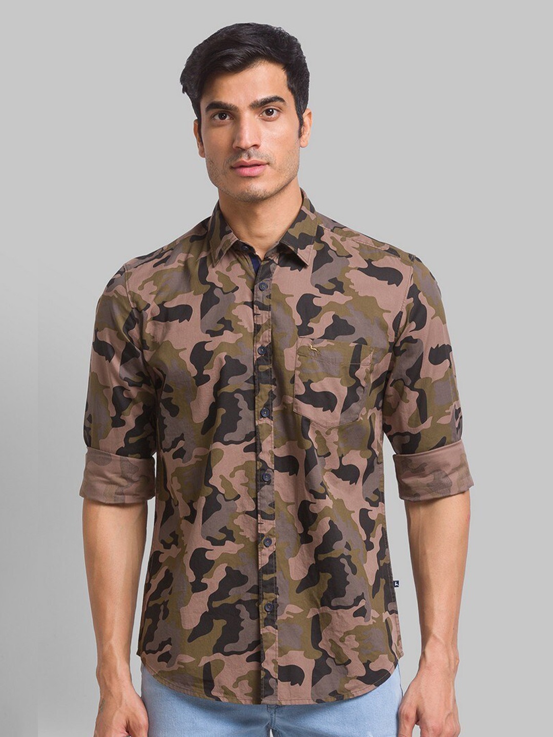 

Parx Men Beige Slim Fit Printed Casual Shirt