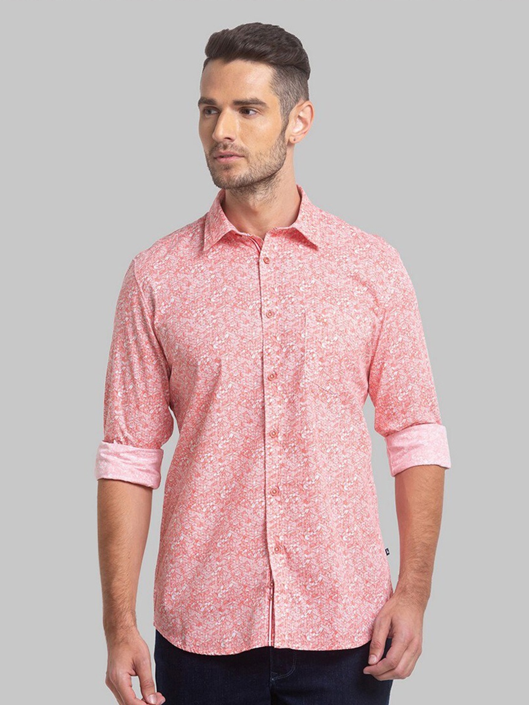 

Parx Men Red Slim Fit Printed Casual Shirt