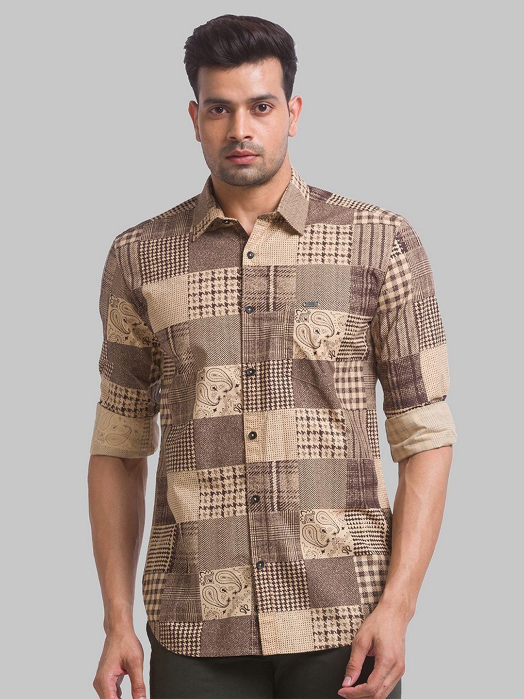 

Parx Men Brown Slim Fit Printed Casual Shirt