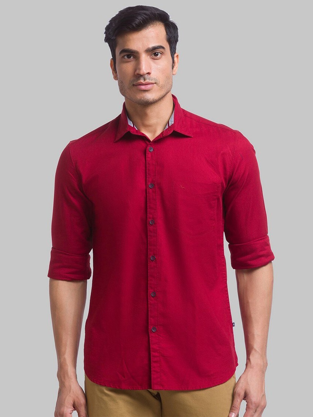 

Parx Men Slim Fit Pure Cotton Casual Shirt, Red