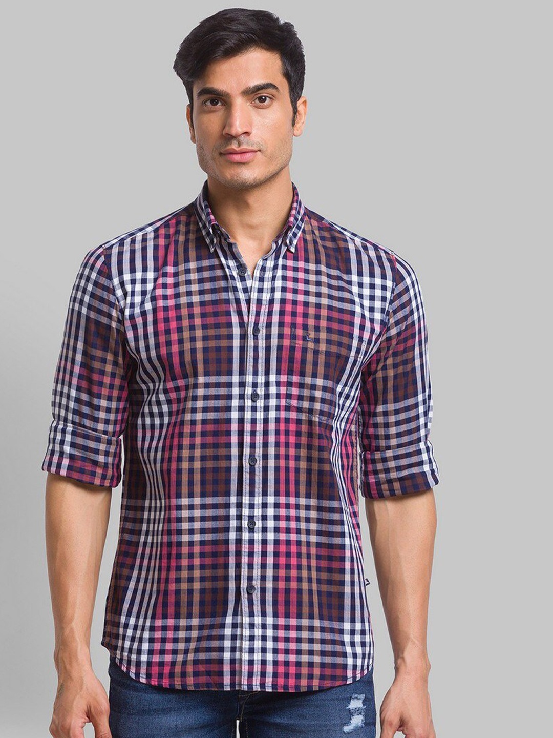 

Parx Men Slim Fit Checked Pure Cotton Casual Shirt, Multi