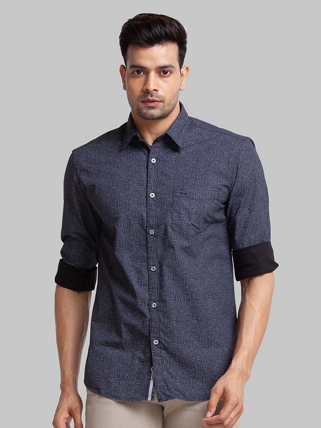 

Parx Men Slim Fit Printed Pure Cotton Casual Shirt, Purple