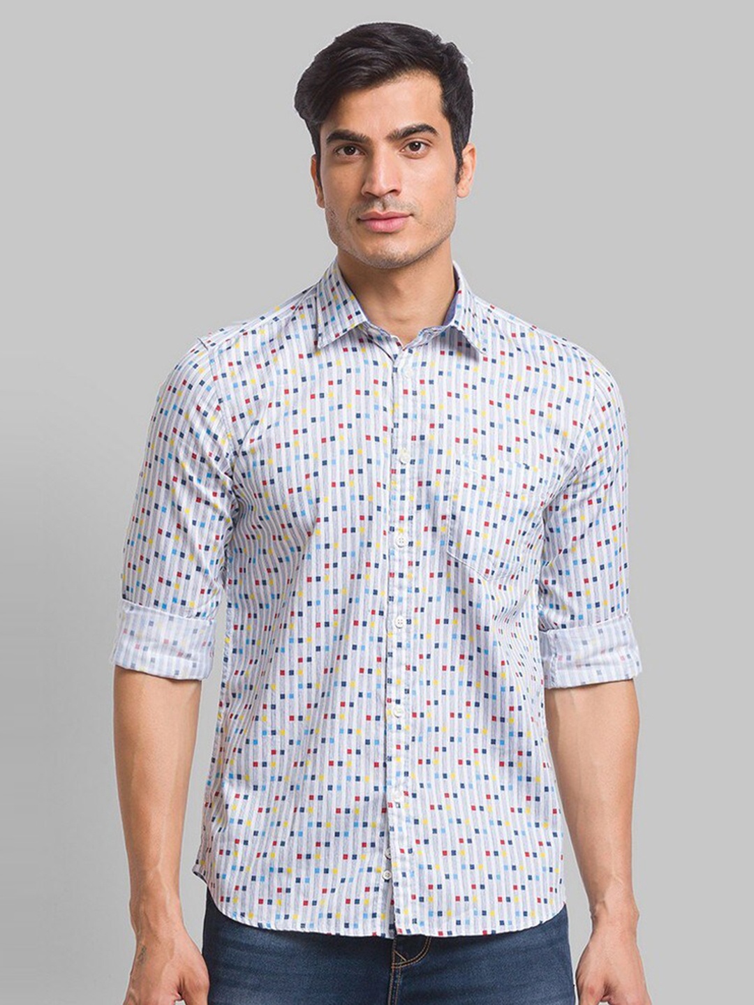 

Parx Men Slim Fit Striped Pure Cotton Casual Shirt, White