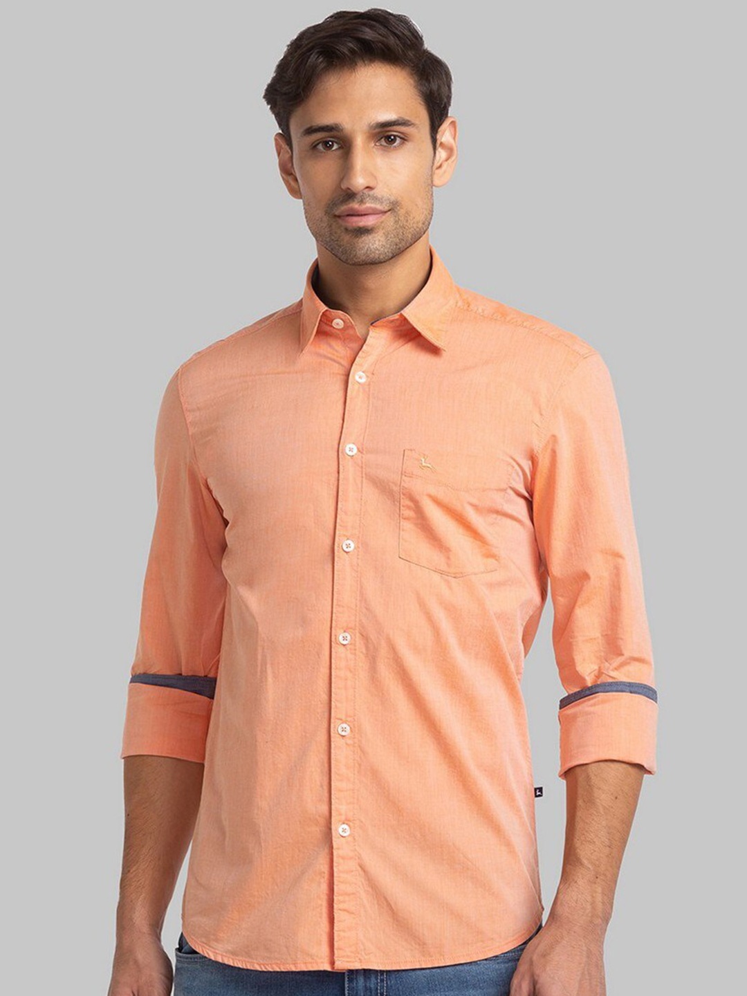 

Parx Men Slim Fit Pure Cotton Casual Shirt, Orange