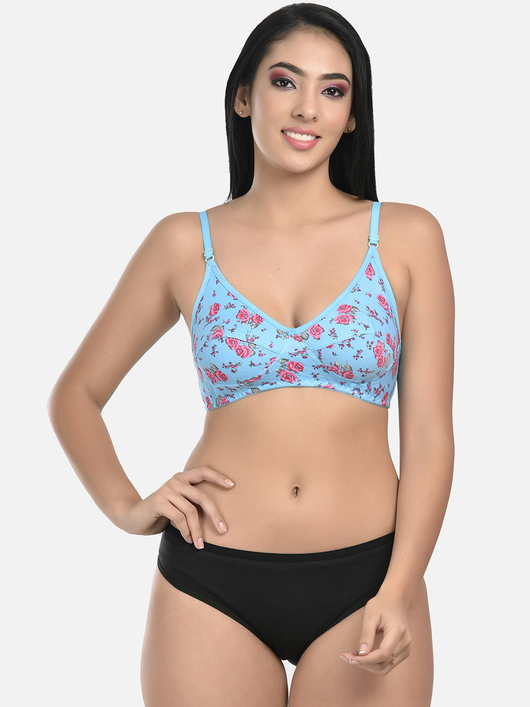 

StyFun Women Blue & Black Printed Cotton Lingerie Set