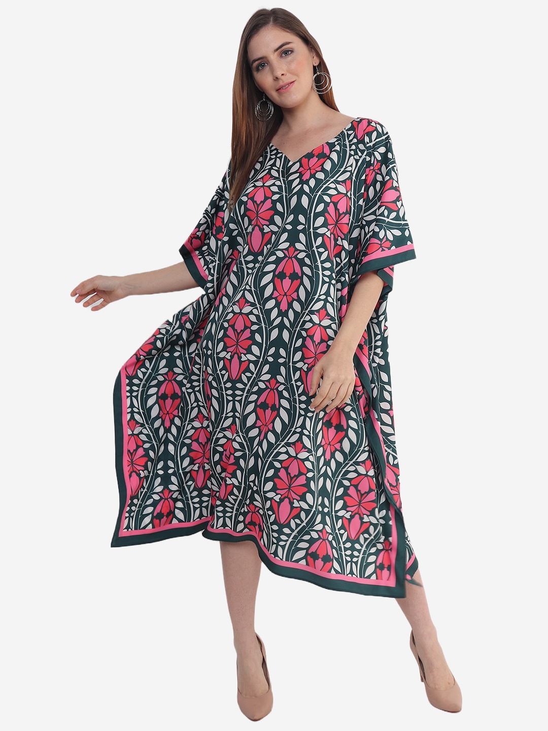 

Beau Design Green Printed Kaftan Nightdress