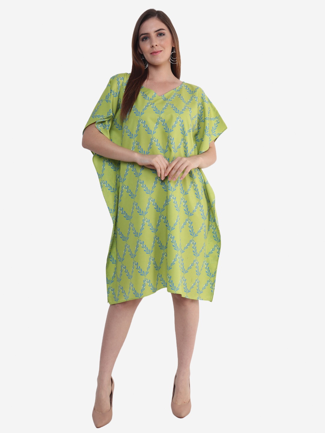 

Beau Design Lime Green Printed Kaftan Nightdress