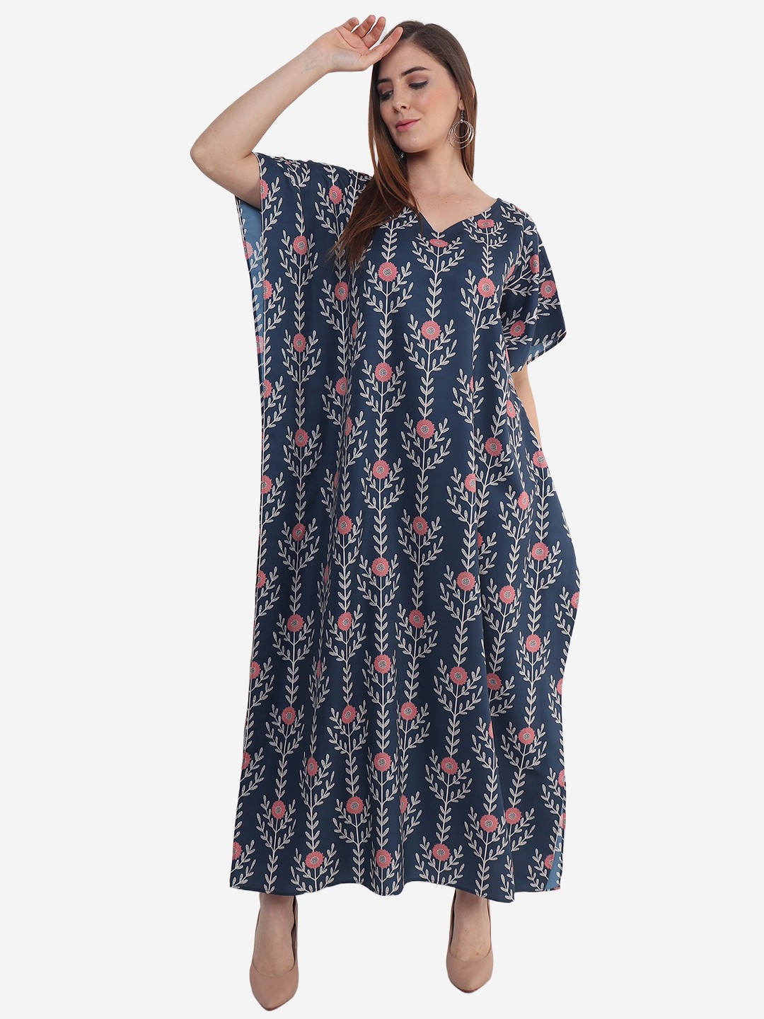 

Beau Design Blue Printed Kaftan Nightdress