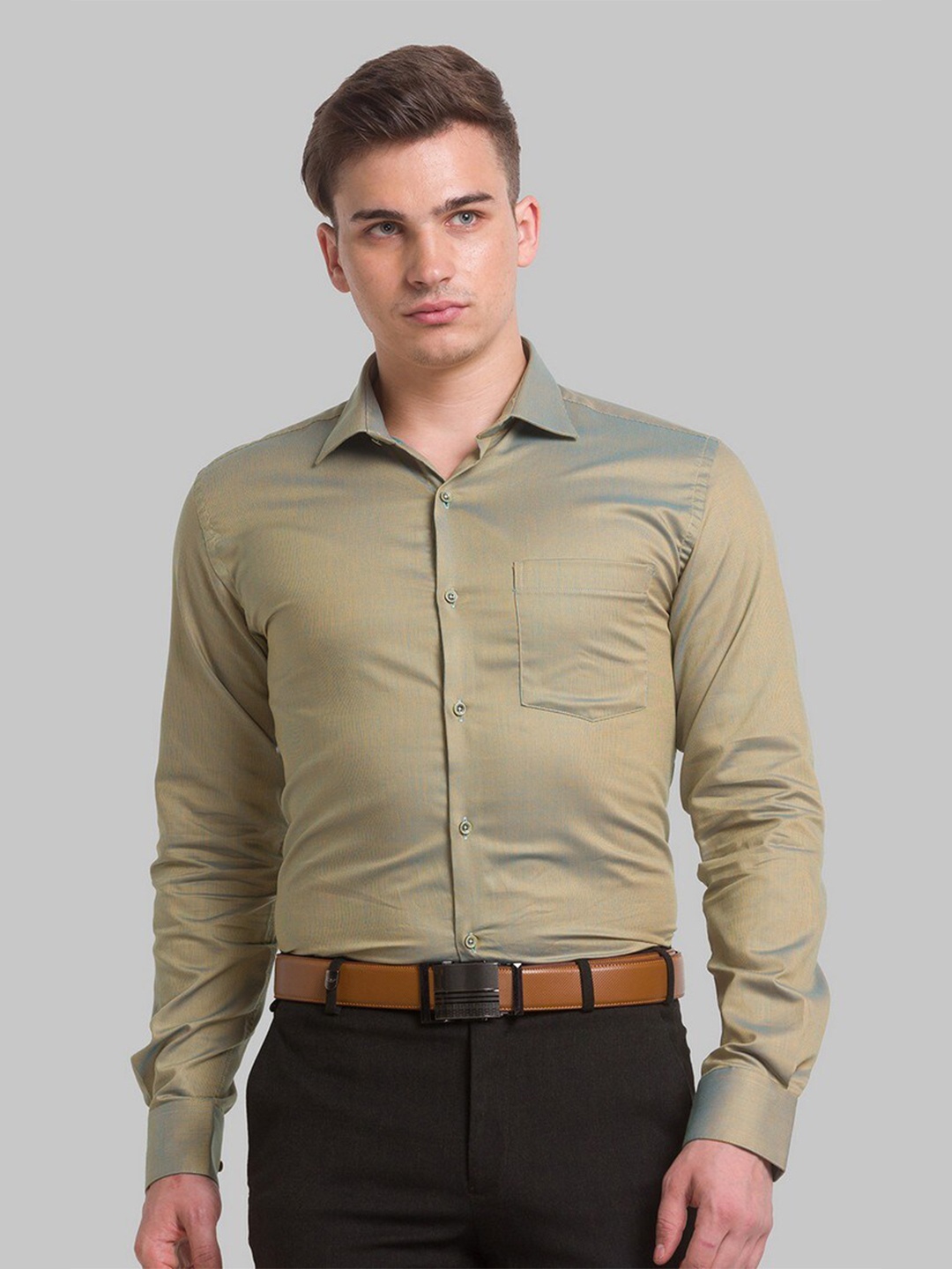 

Park Avenue Men Beige Slim Fit Organic Cotton Casual Shirt