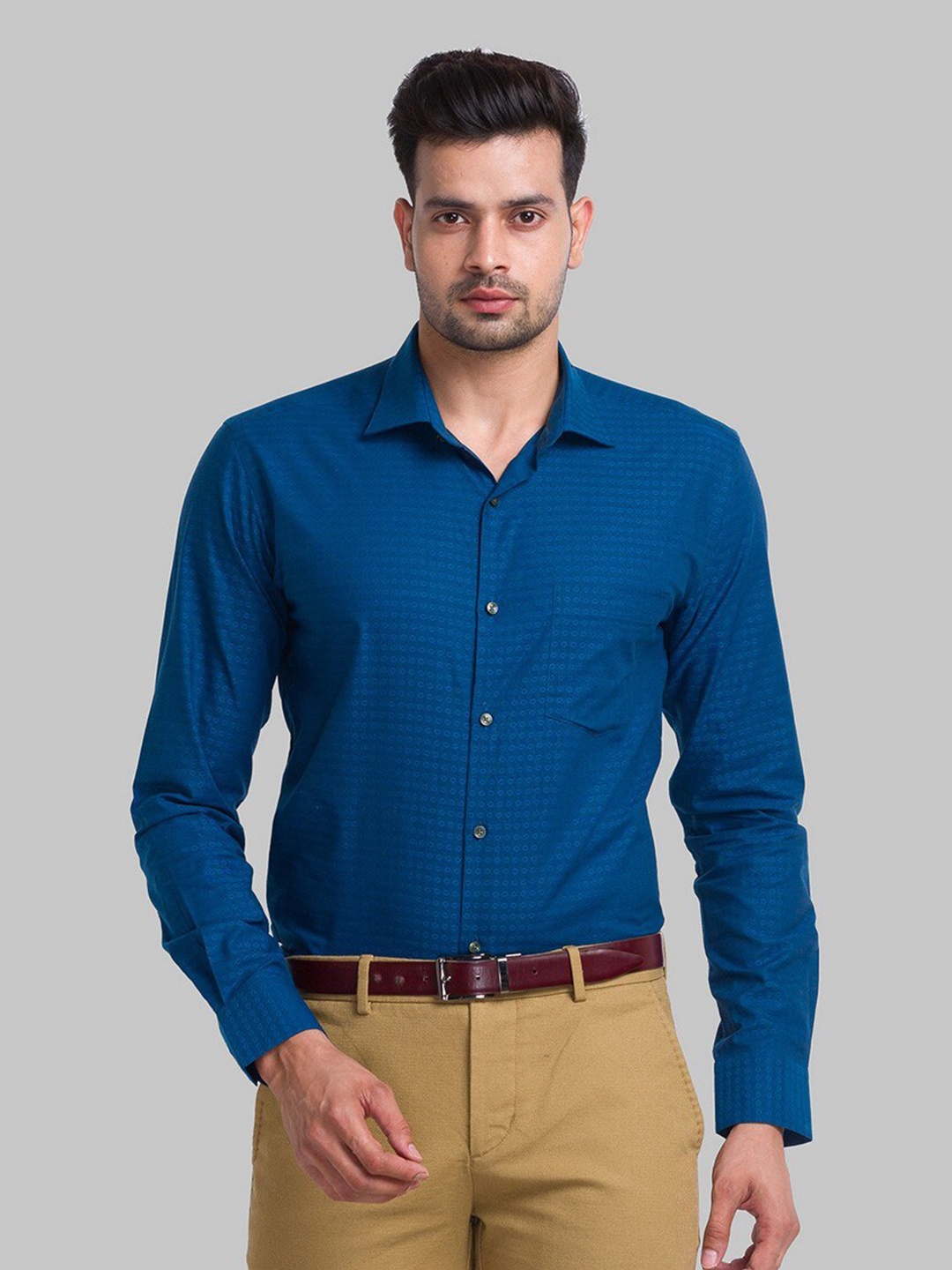 

Park Avenue Men Blue Slim Fit Printed Organic Cotton Casual Shirt