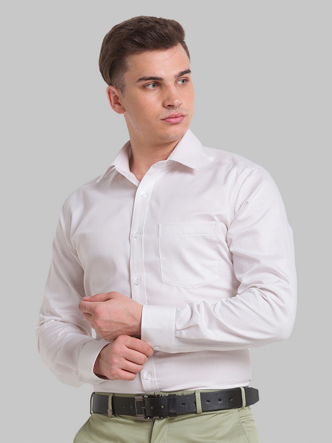 Park Avenue Men Beige Organic Cotton Formal Shirt