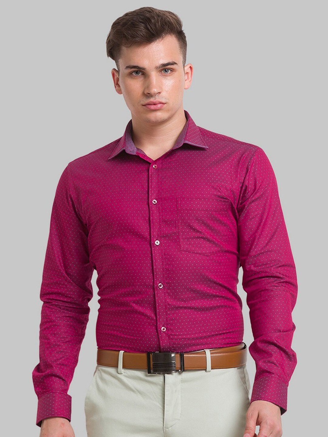 

Park Avenue Men Slim Fit Organic Cotton Casual Shirt, Magenta