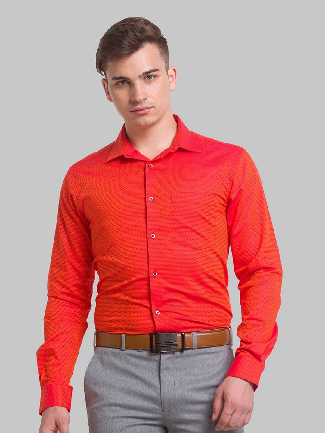 

Park Avenue Men Red Slim Fit Organic Cotton Casual Shirt