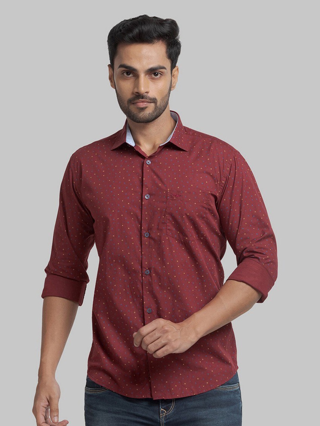 

Park Avenue Men Red Slim Fit Printed Organic Cotton Casual Shirt