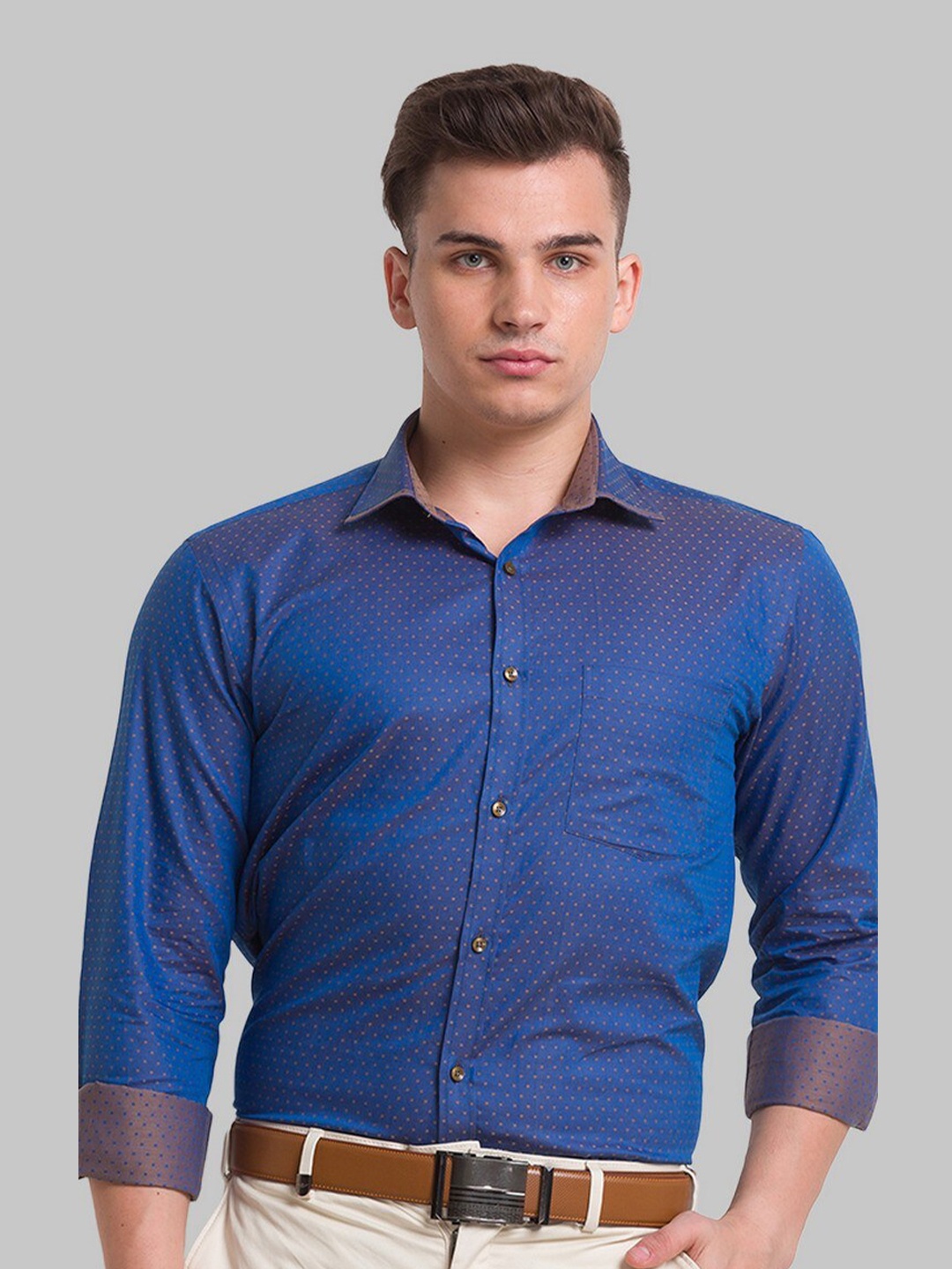 

Park Avenue Men Blue Slim Fit Organic Cotton Casual Shirt