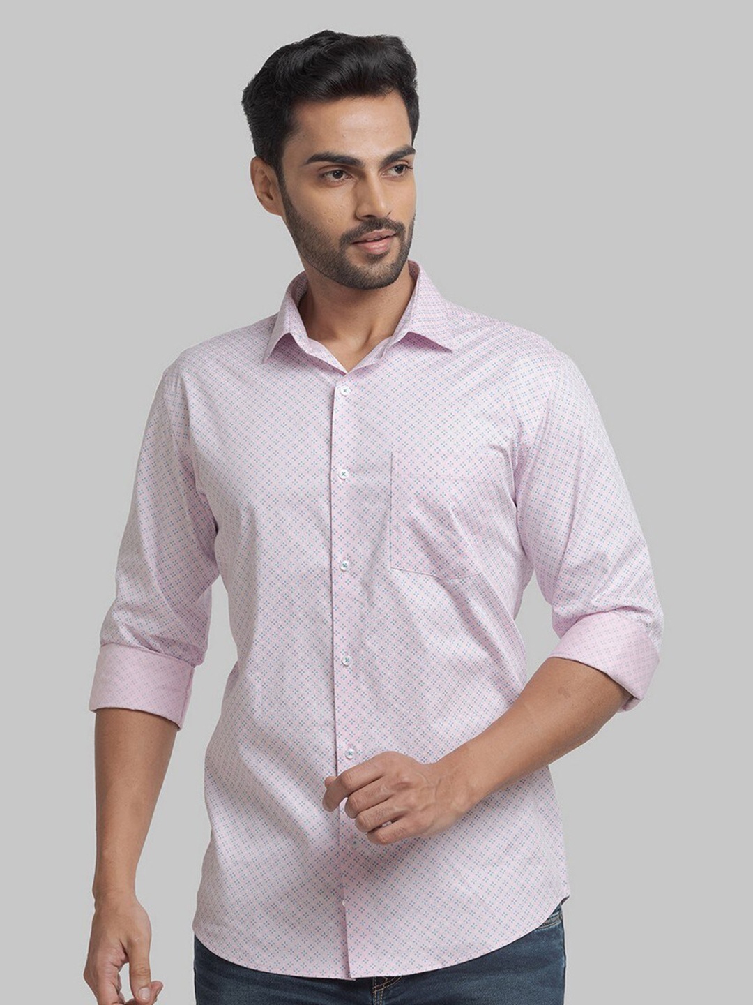 

Park Avenue Men Mauve Slim Fit Printed Organic Cotton Casual Shirt