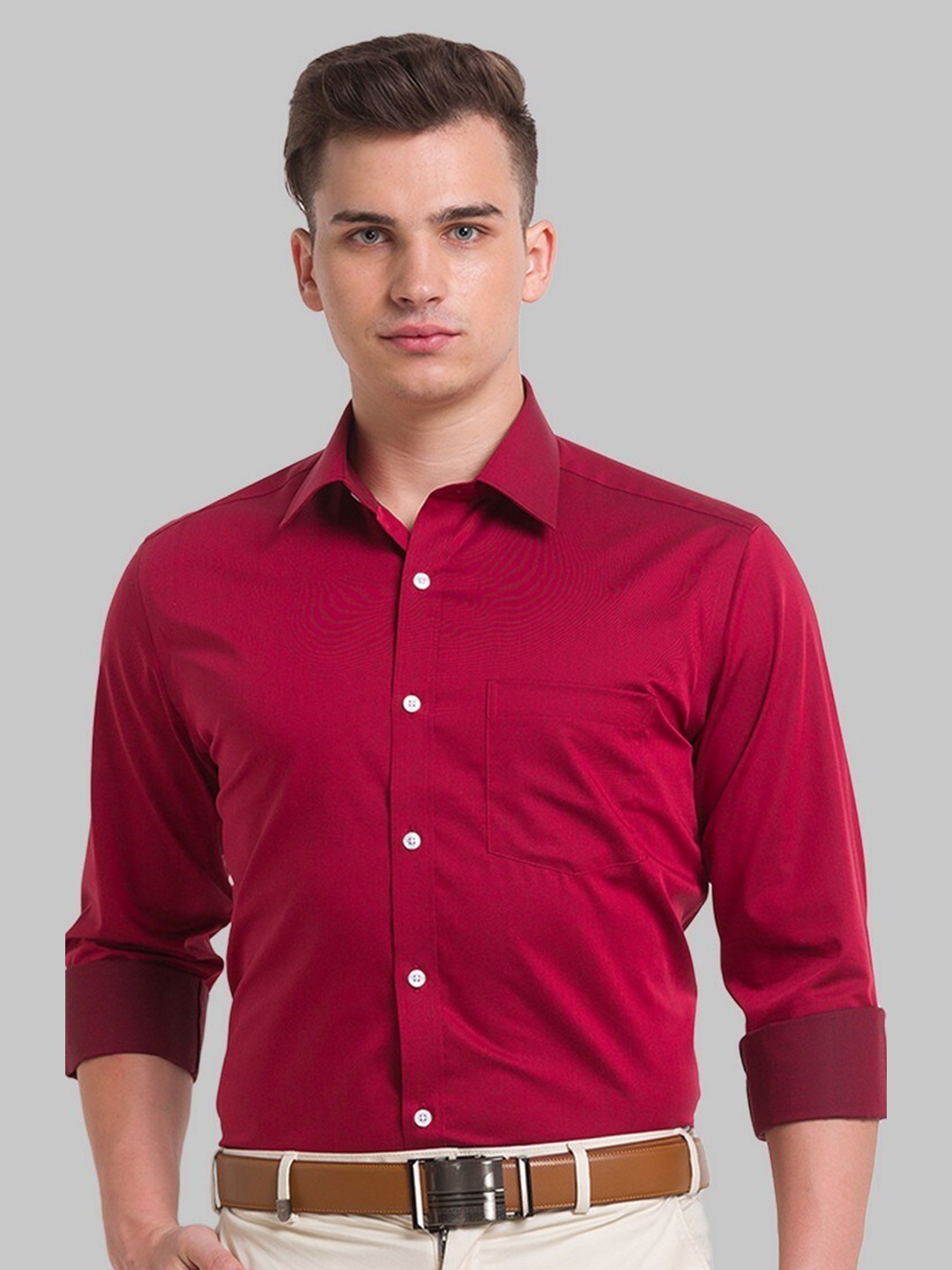 

Park Avenue Men Red Organic Cotton Formal Shirt