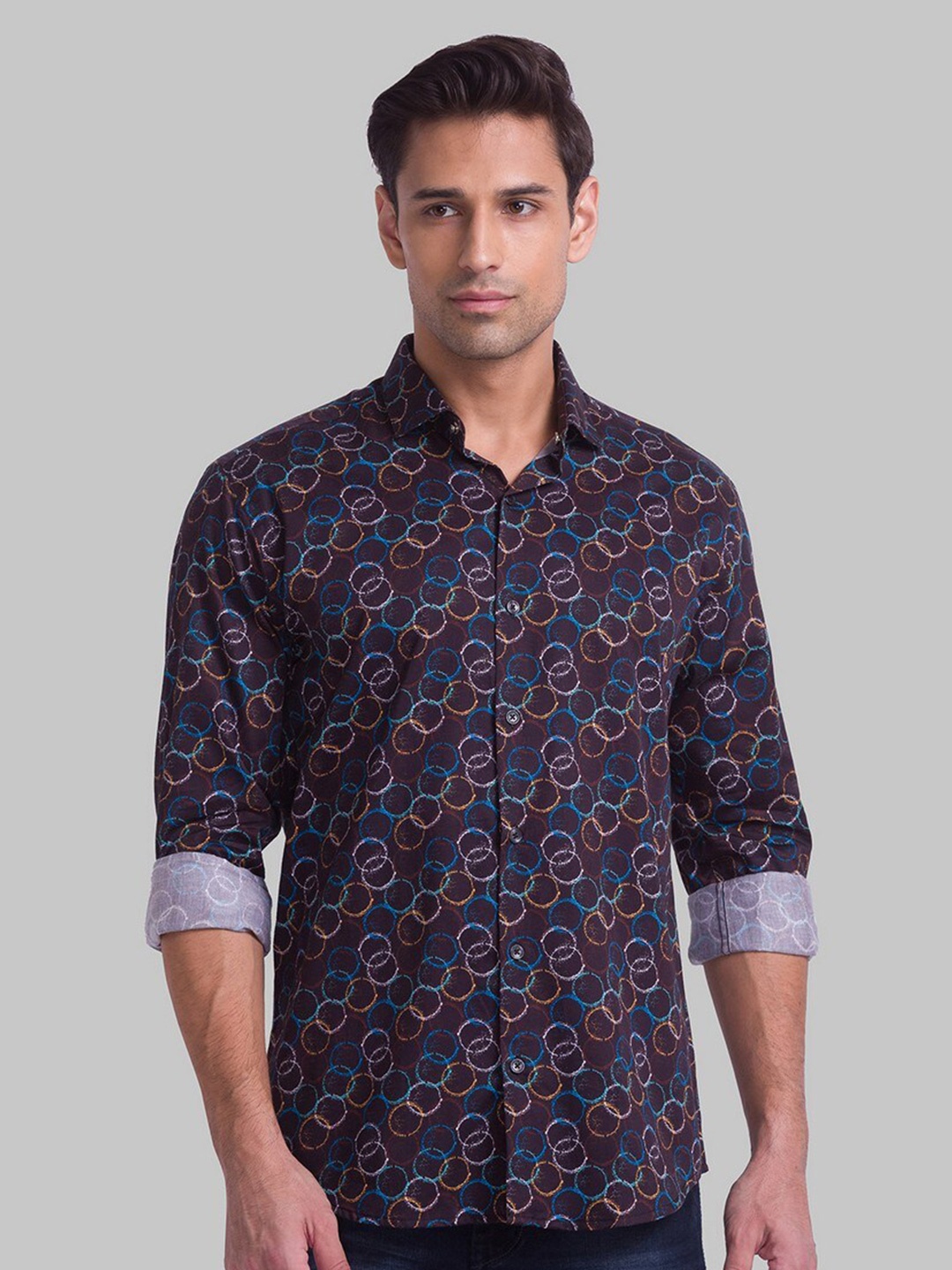 

Park Avenue Men Coffee Brown Slim Fit Printed Casual Shirt