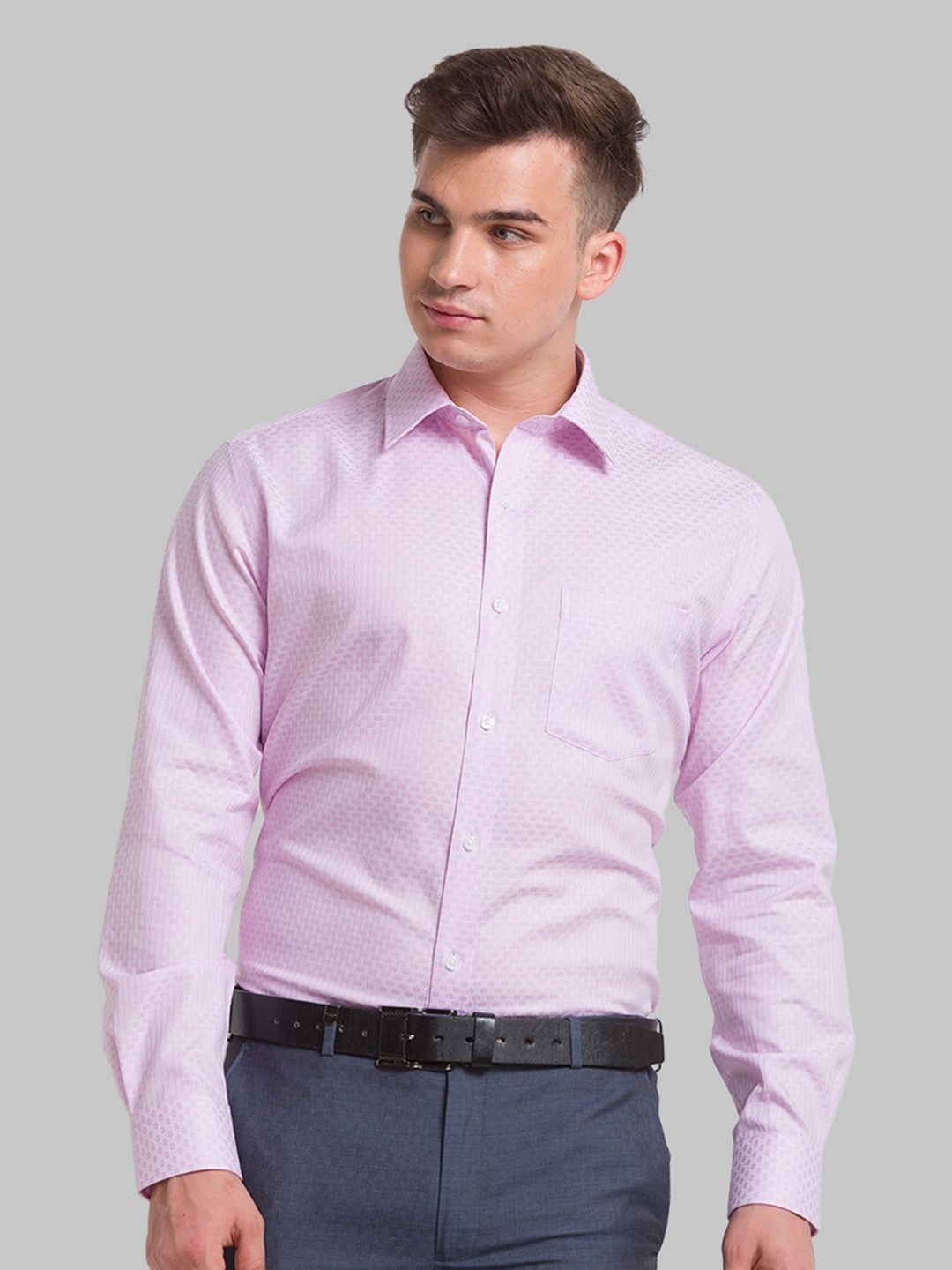 

Park Avenue Men Purple Micro Checks Checked Casual Shirt