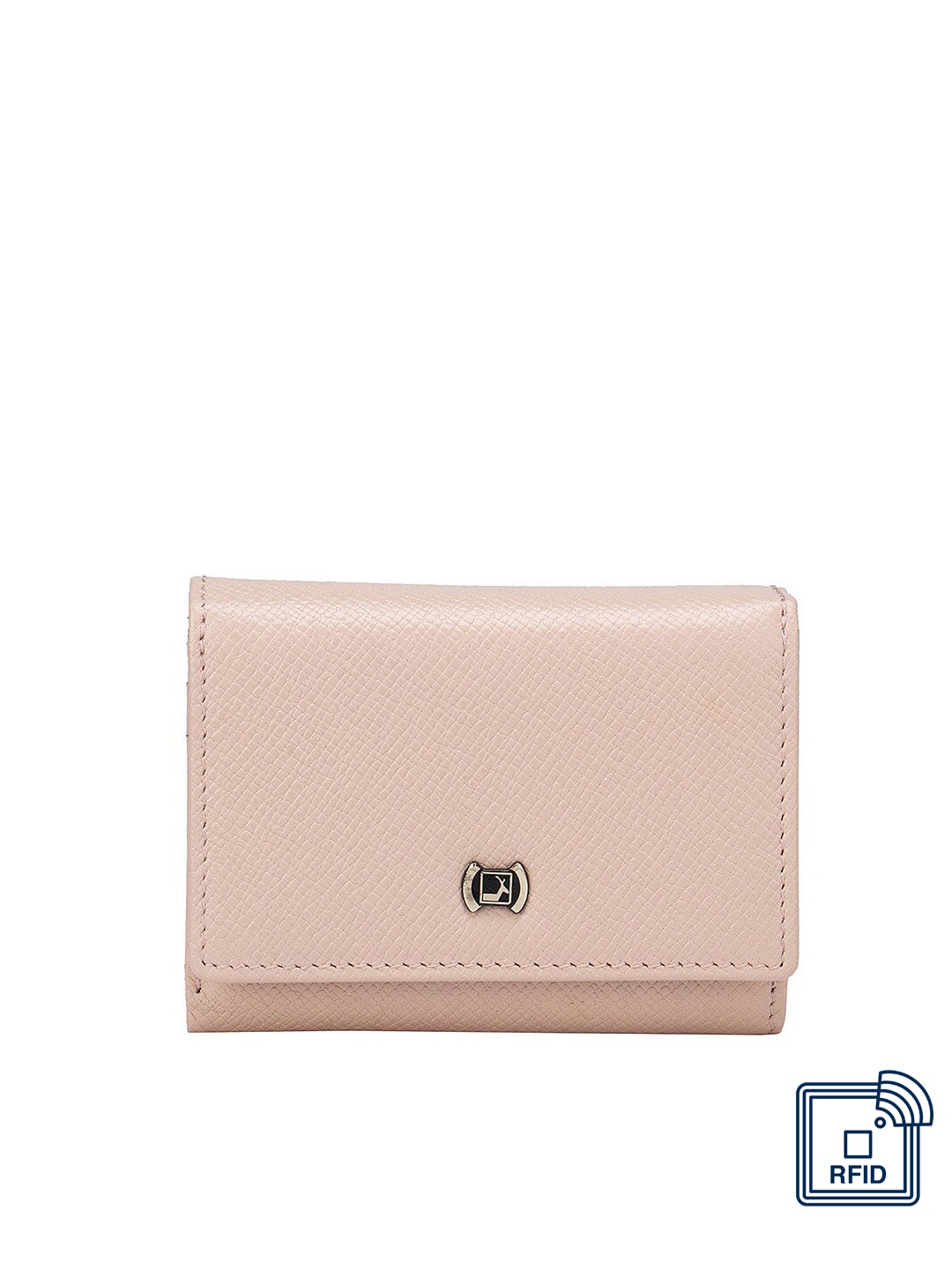 

Da Milano Women Textured Leather Three Fold Wallet, Pink