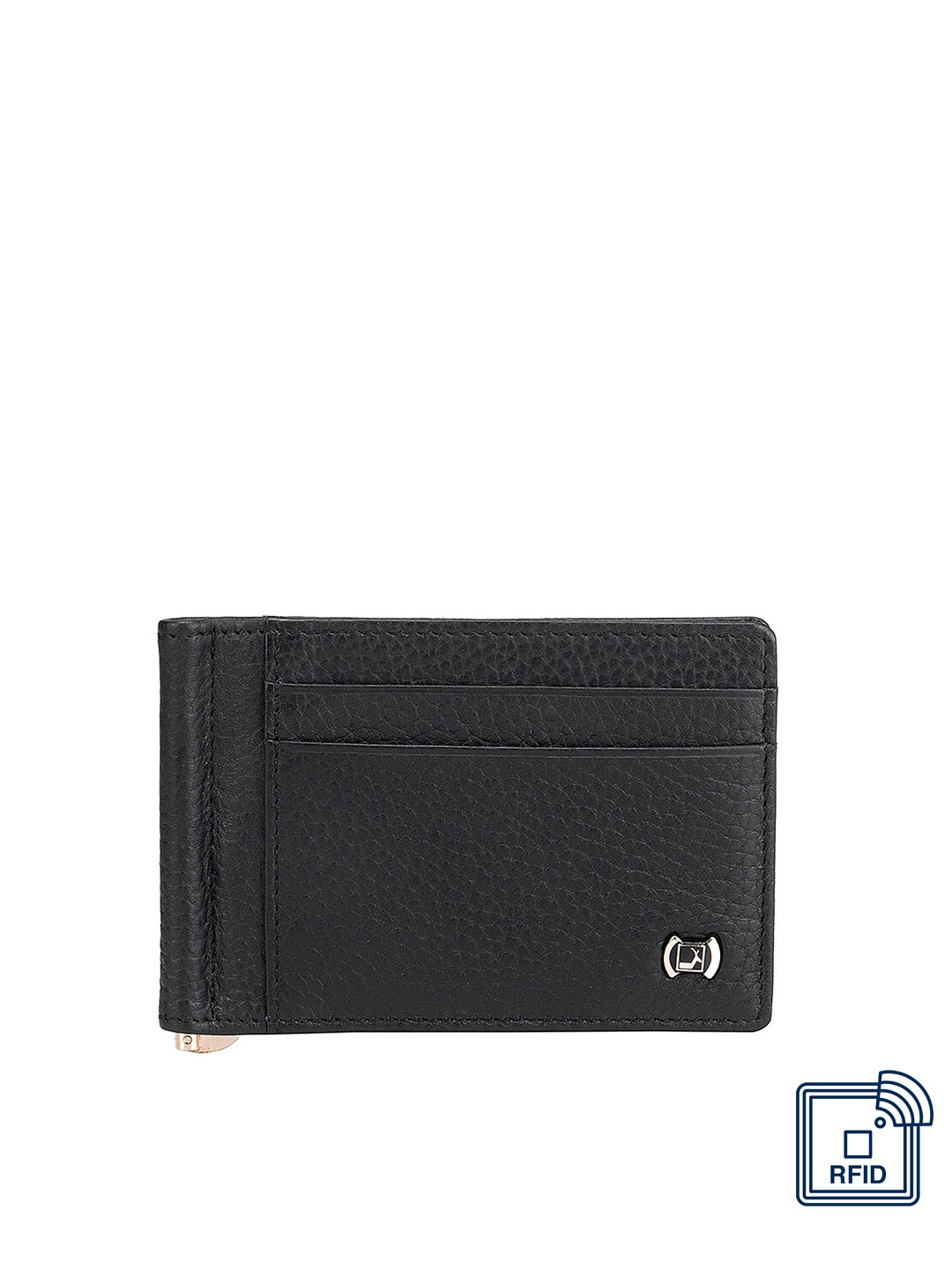 

Da Milano Men Solid Textured Leather Two Fold Wallet, Black