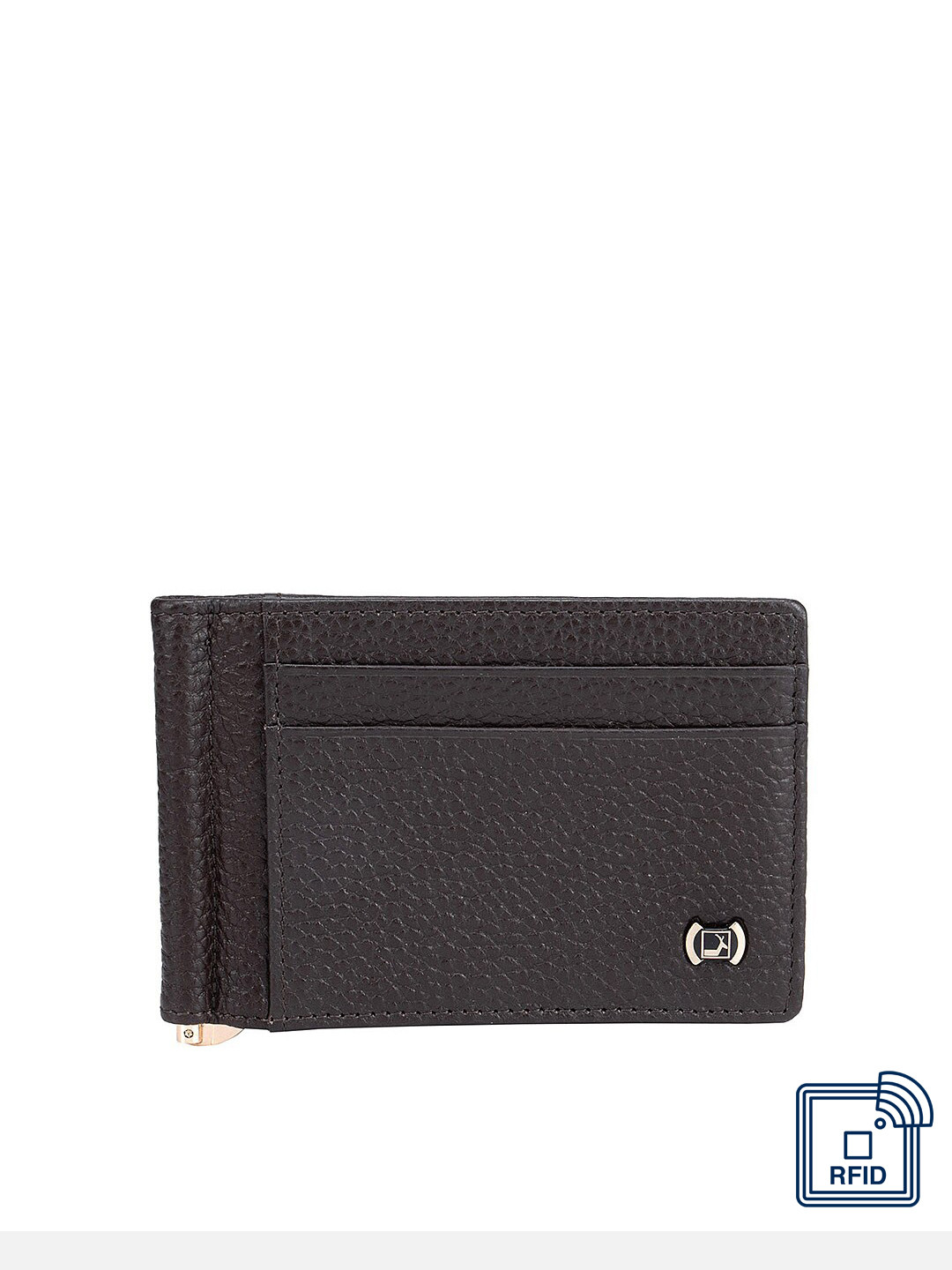 

Da Milano Men Textured Leather Two Fold Wallet, Black