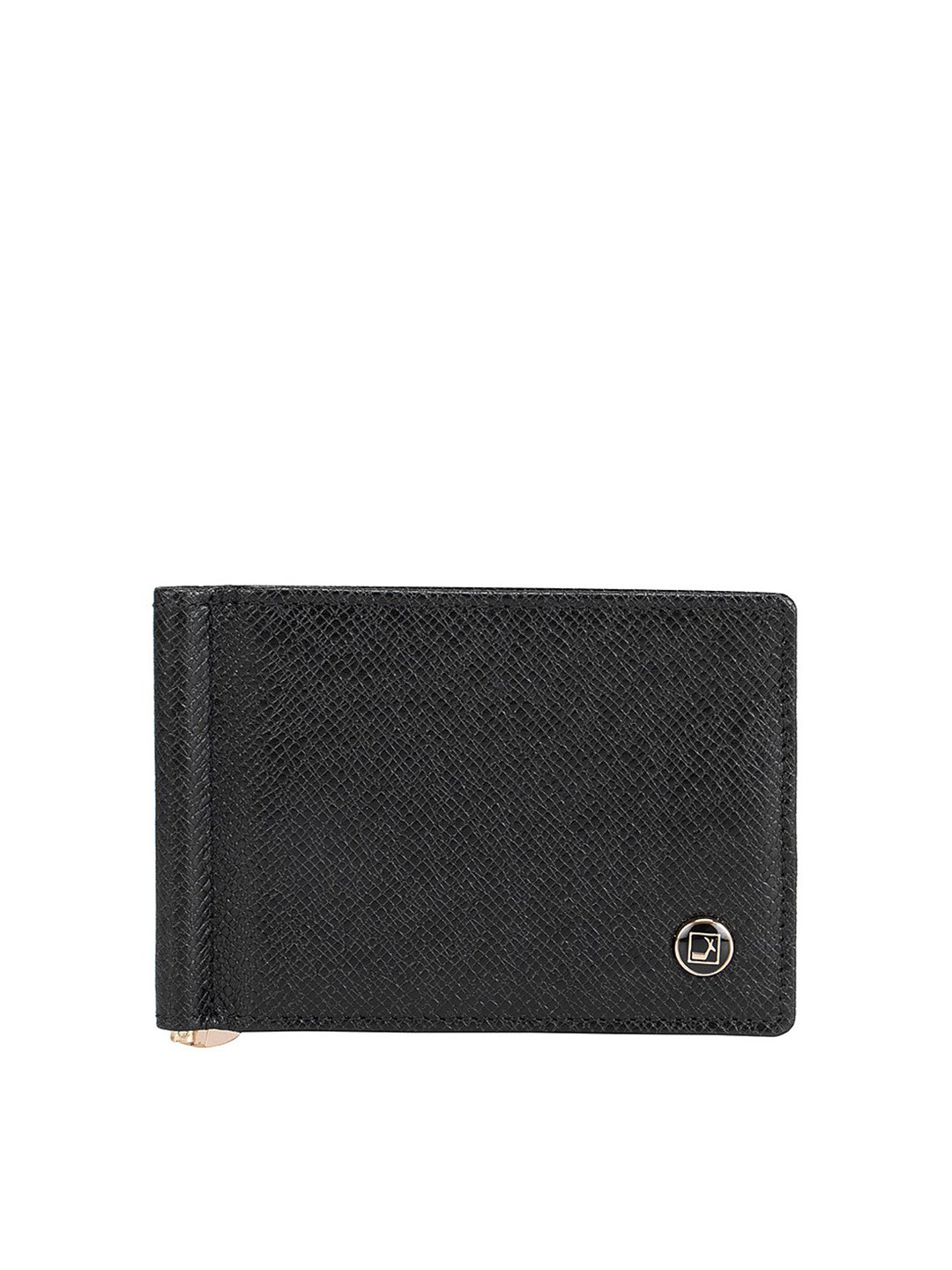 

Da Milano Men Textured Leather Two Fold Wallet, Black