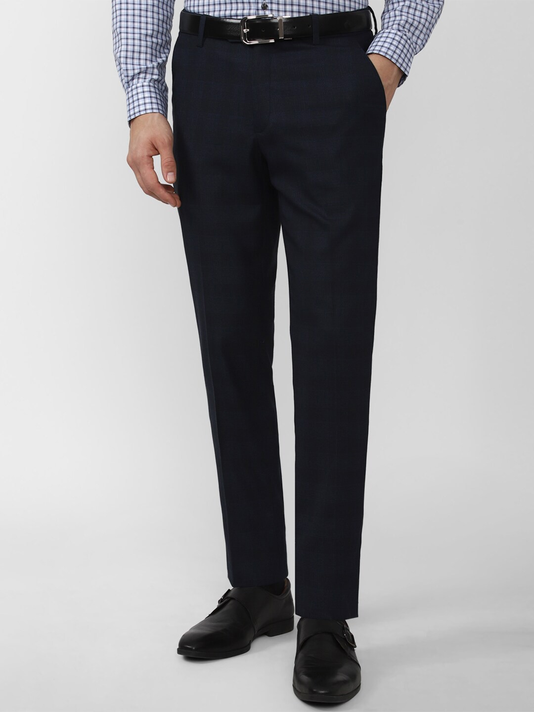 

Peter England Men Navy Blue Slim Fit Trousers