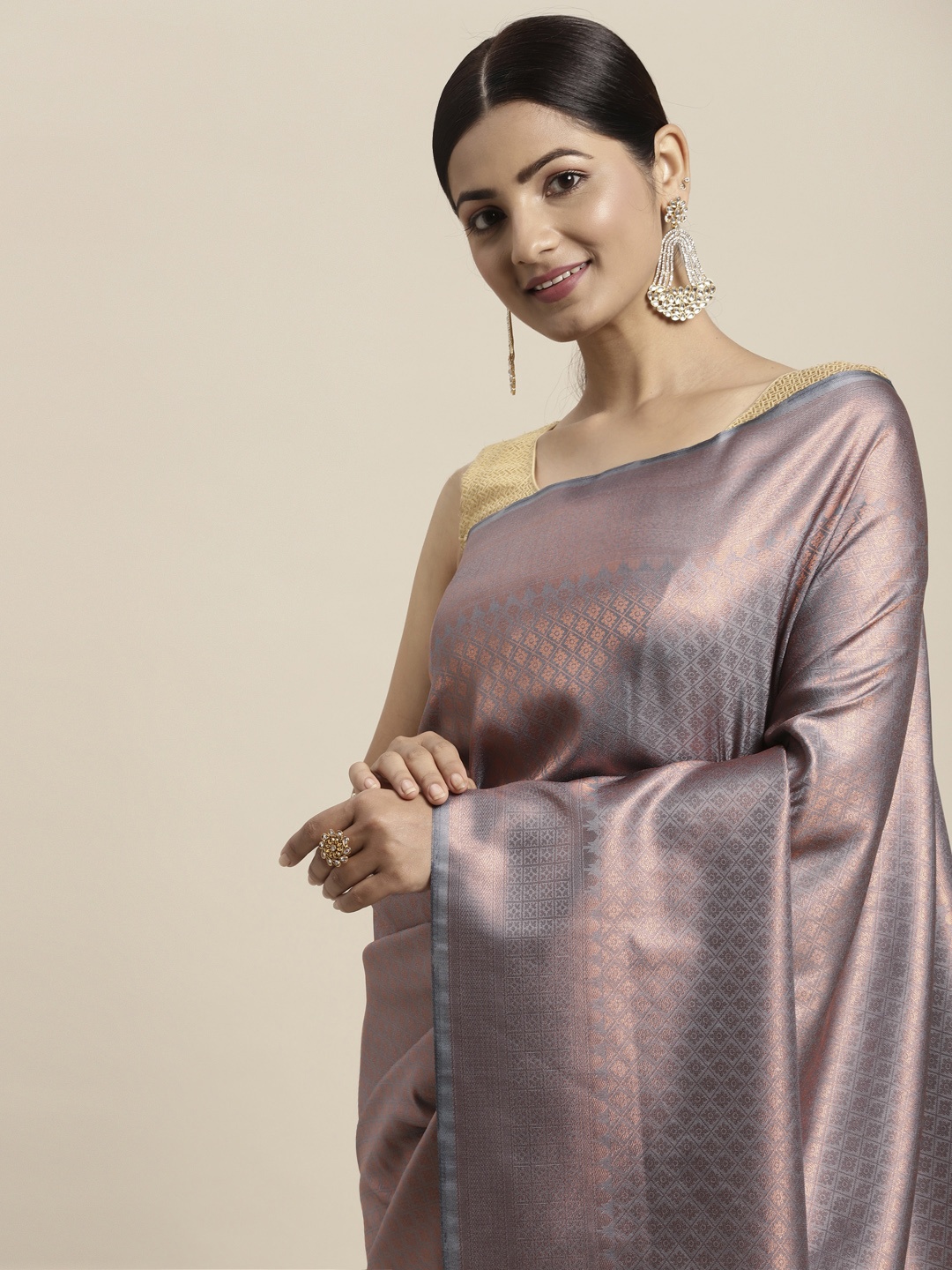 

Pothys Grey Woven Design Art Silk Banarasi Saree