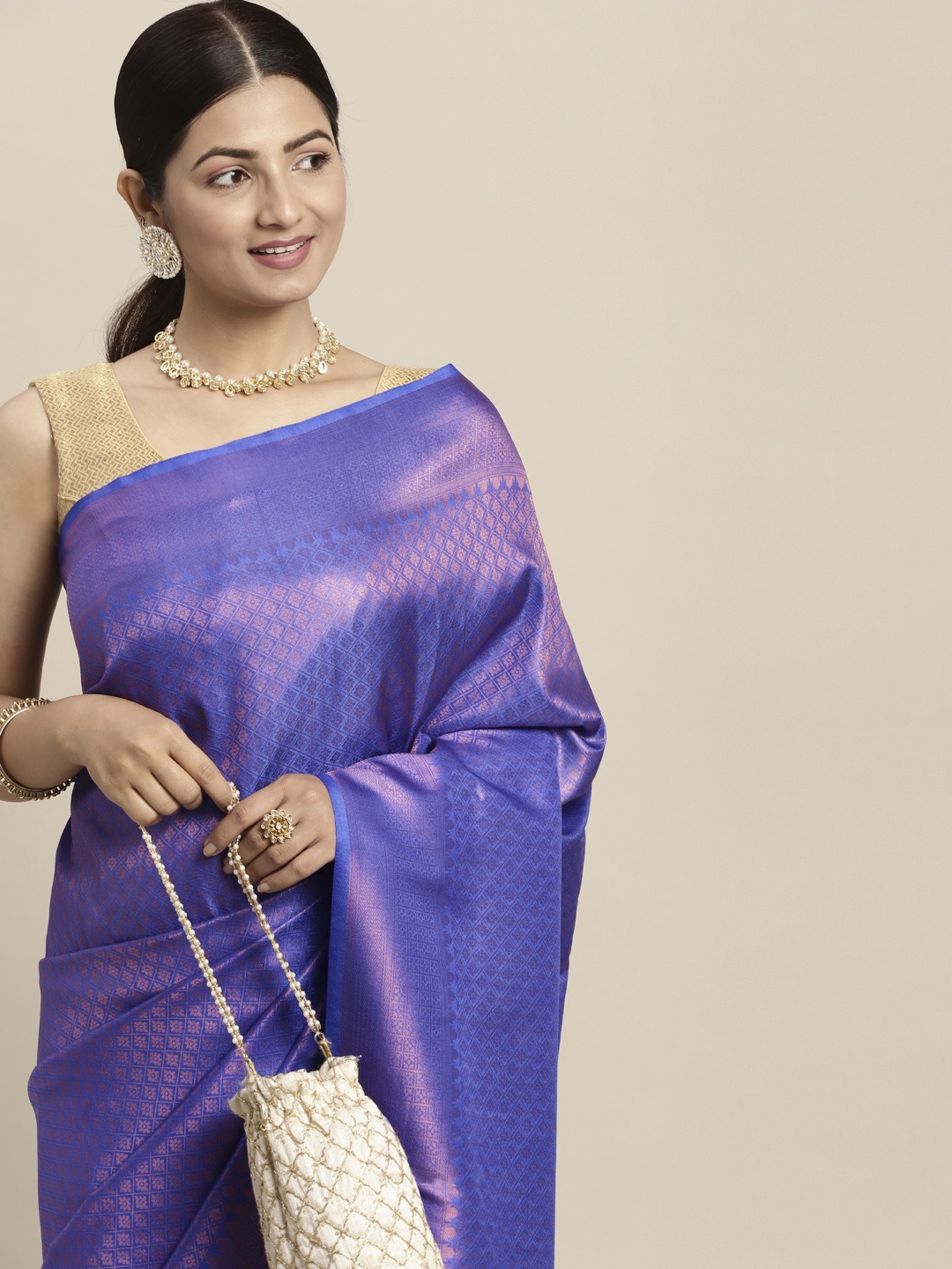 

Pothys Blue Woven Design Art Silk Banarasi Saree
