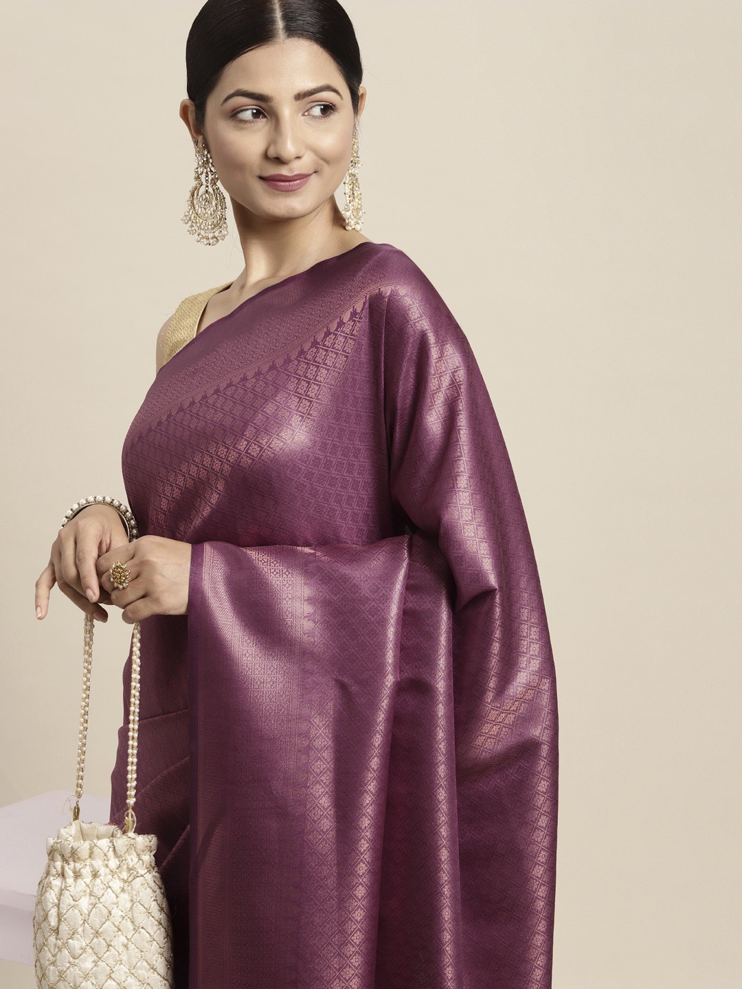 

Pothys Magenta Woven Design Art Silk Banarasi Saree