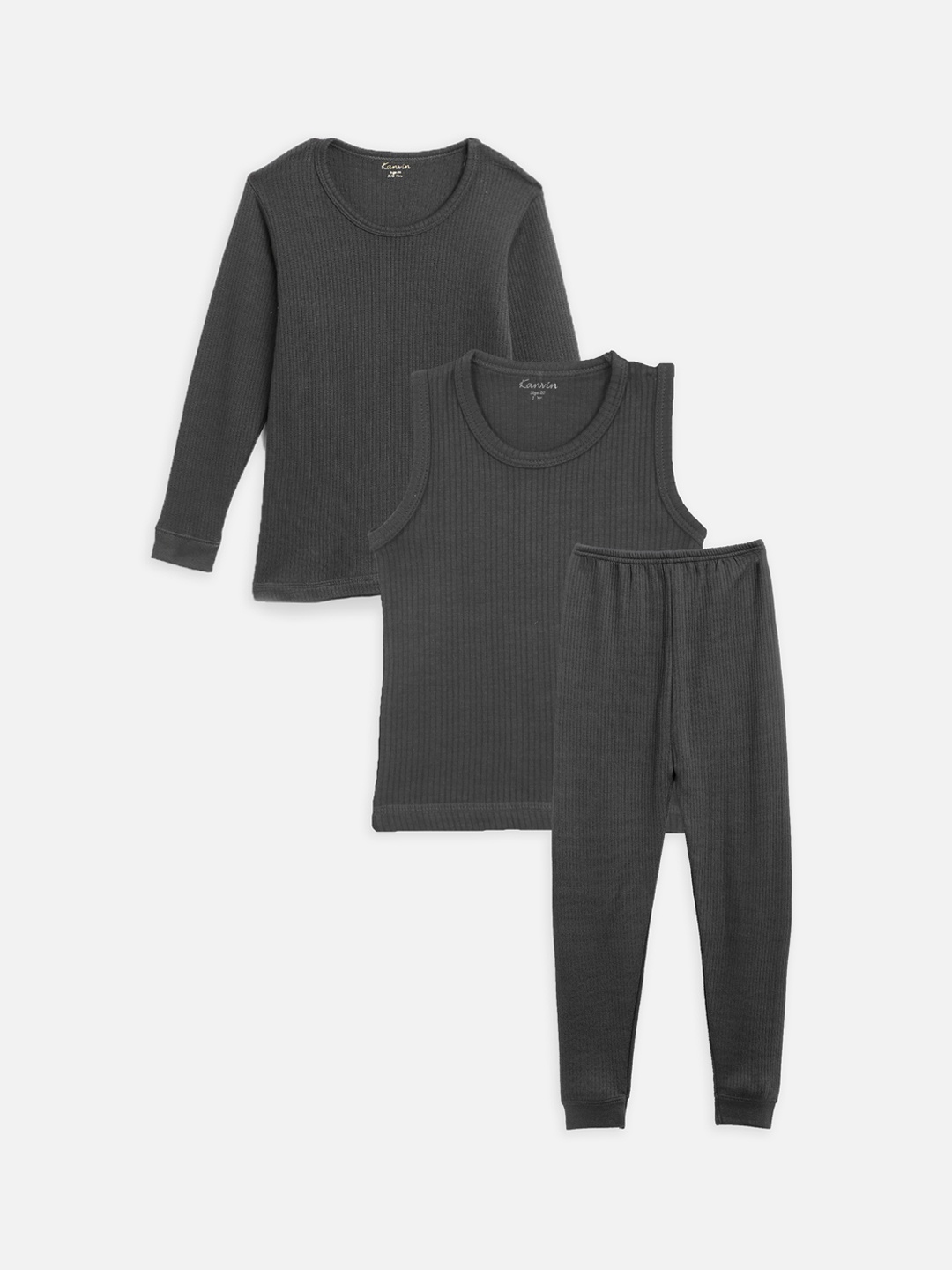 

Kanvin Boys Charcoal Grey 3 Piece hermal Set